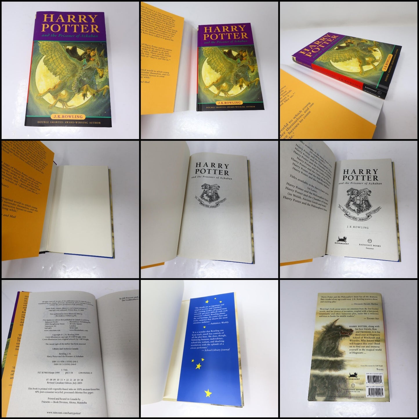 Harry Potter #1-7 Lot All Hardcover Dust Jacket JK Rowling Raincoast Bloosmbury