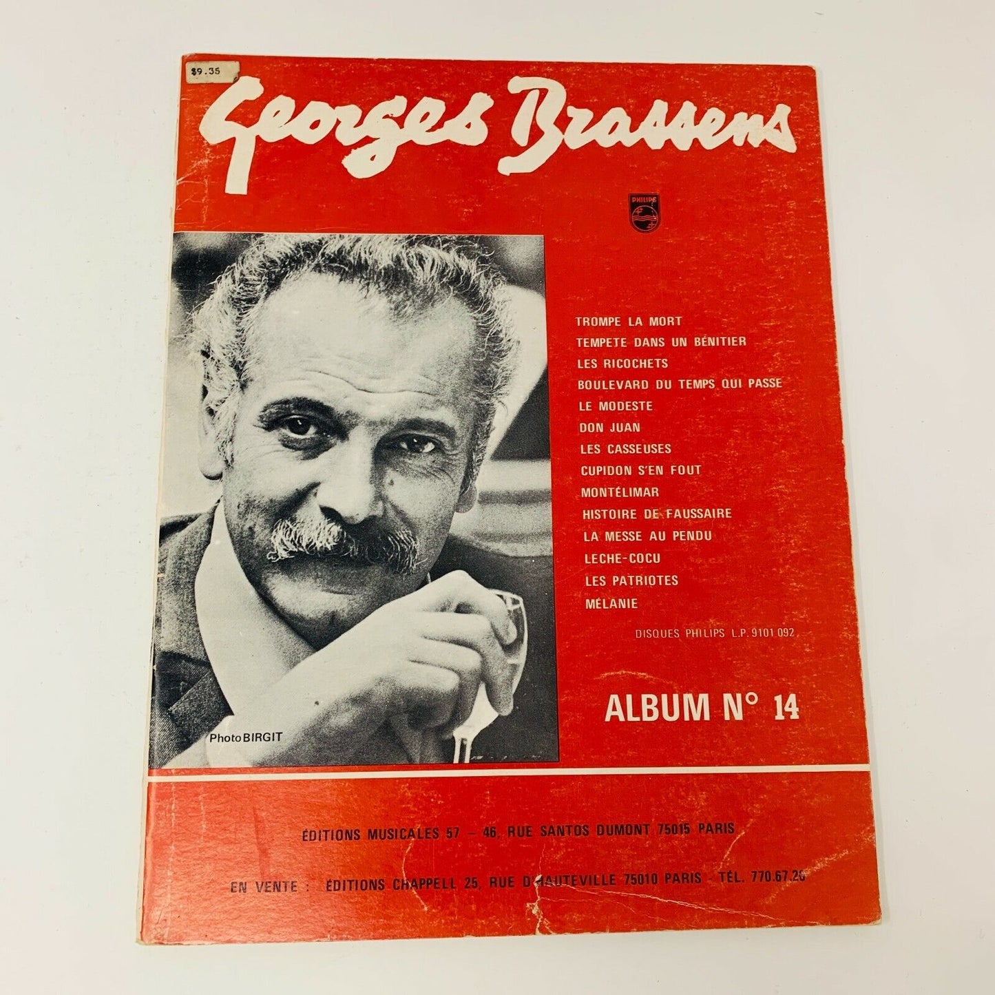 1970s Georges Brassens Album 12 & 14 Éditions Musicales Partitions Songbook Lot