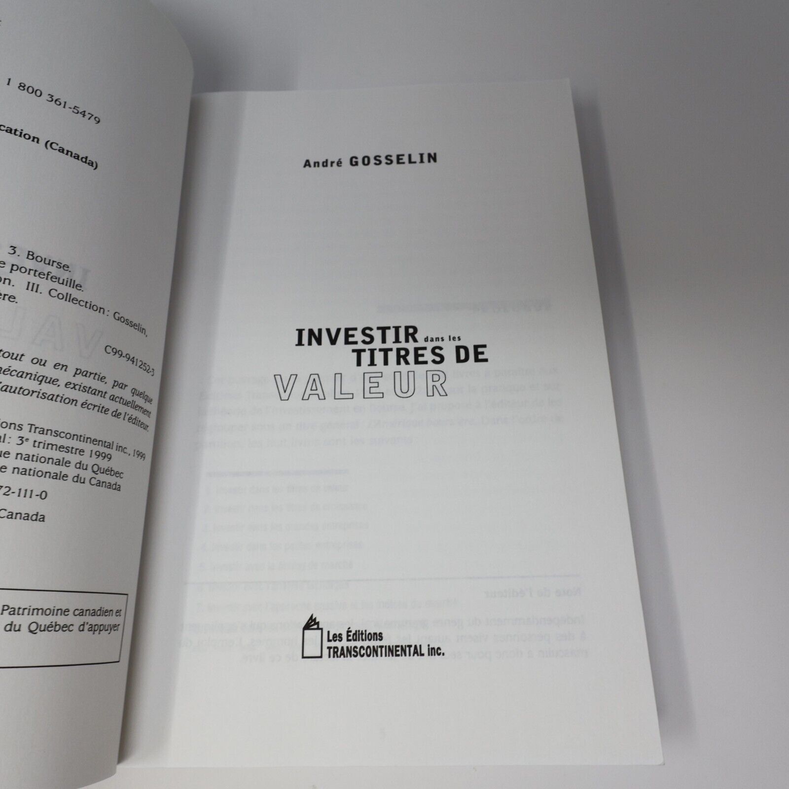 1999 Investir dans les Titres de Valeur L'Amérique Boursière #1 Affaires Plus PB