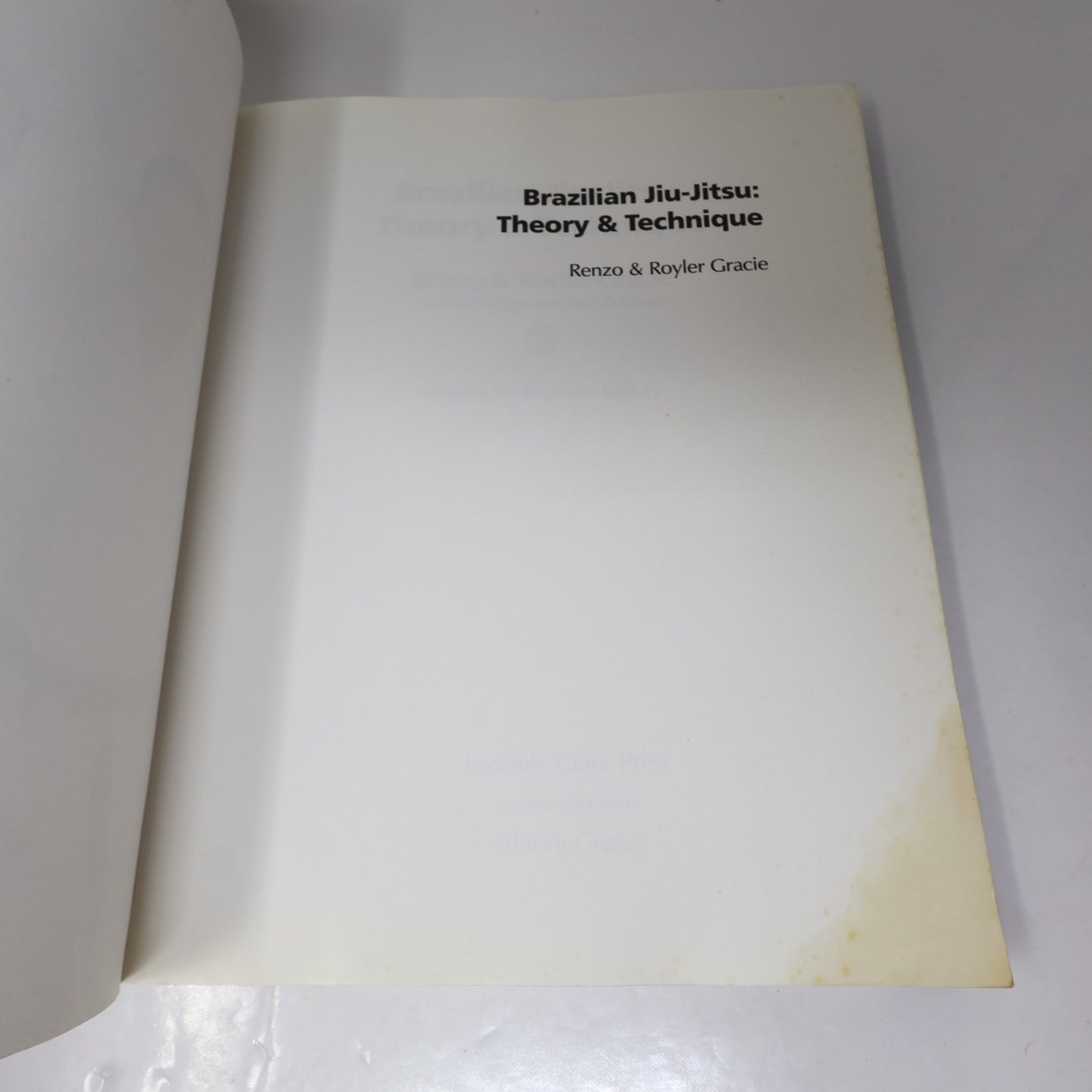 Brazilian Jiu-Jitsu Theory & Technique Renzo & Royler Gracie 2001 PB Sport Book
