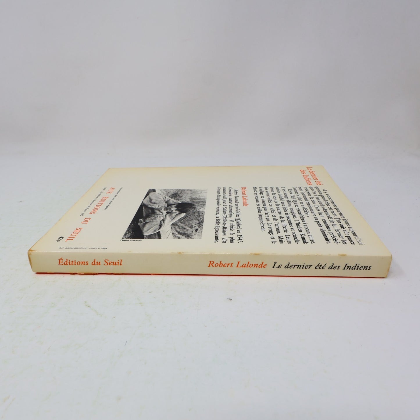 1982 Le Dernier Été des Indiens Robert Lalonde Seuil Littérature Québécoise 80s