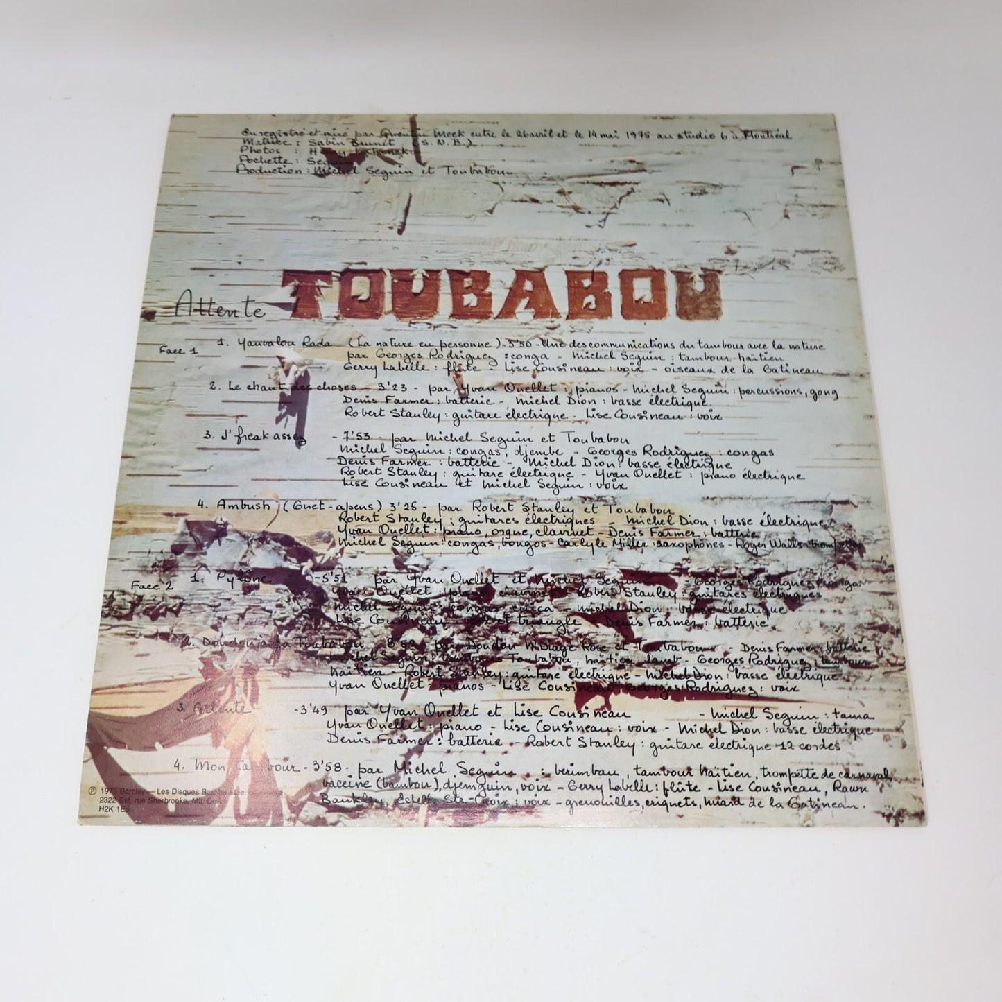 Rock/Pop/Folk/Funk Québécois 70s Lot 8 Disques Toubabou/Julien/Barde/Connivence