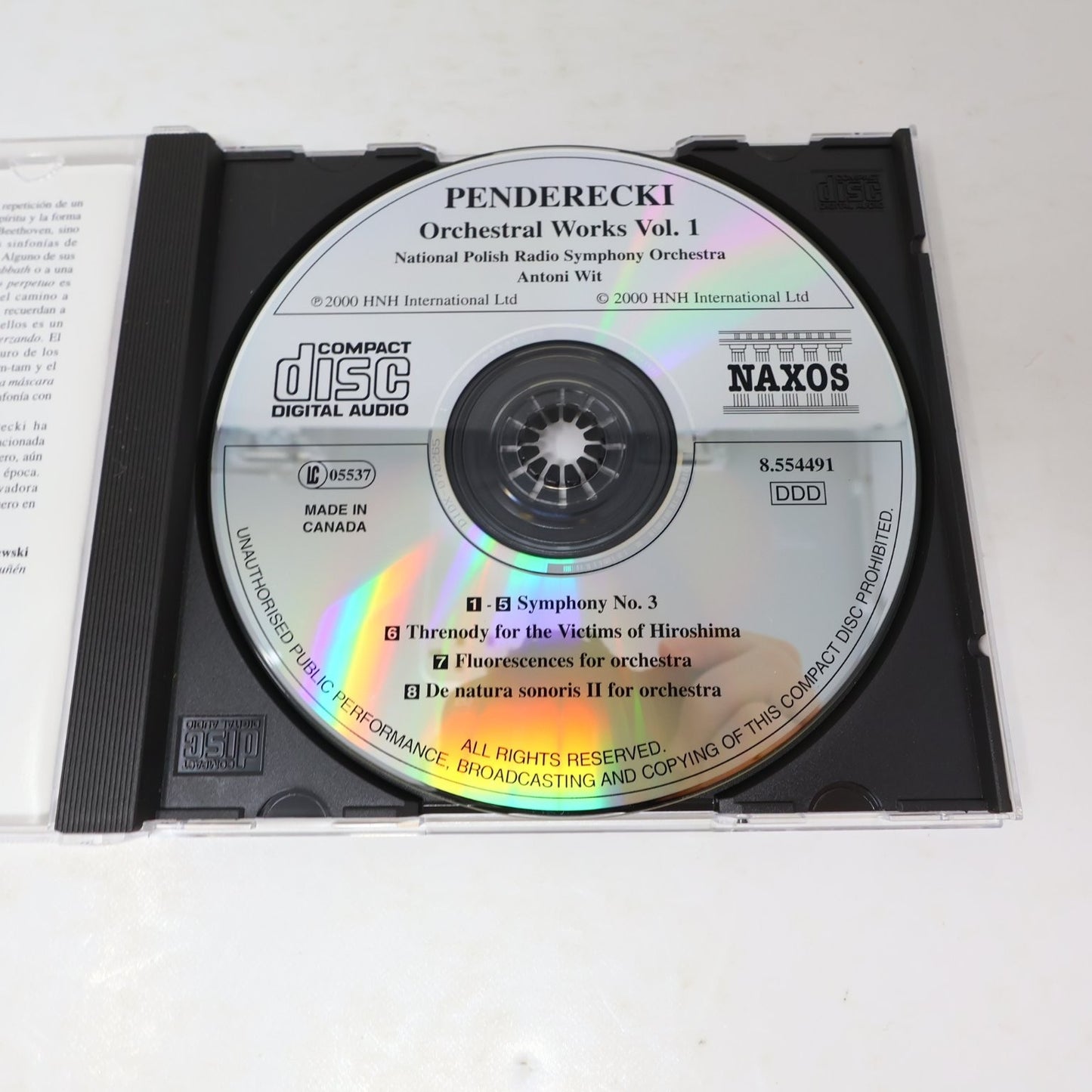 Penderecki Orchestral Works #1 CD Antoni Wit 2000 National Polish Radio Naxos
