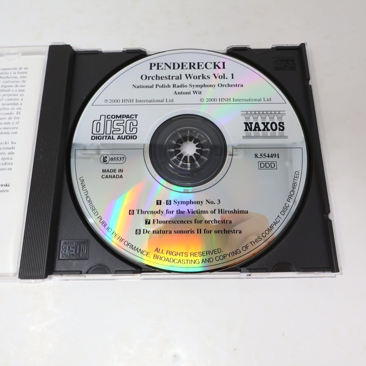 Penderecki Orchestral Works #1 CD Antoni Wit 2000 National Polish Radio Naxos