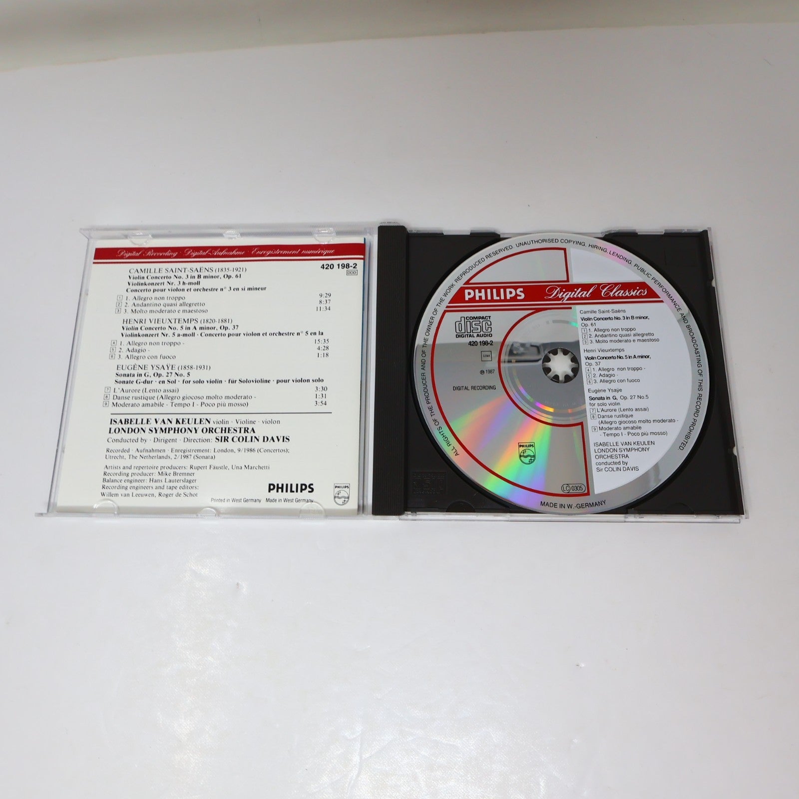 Isabelle Van Keulen CD Vieuxtemps Violin Concerto #5 1987 Classical 420 198-2