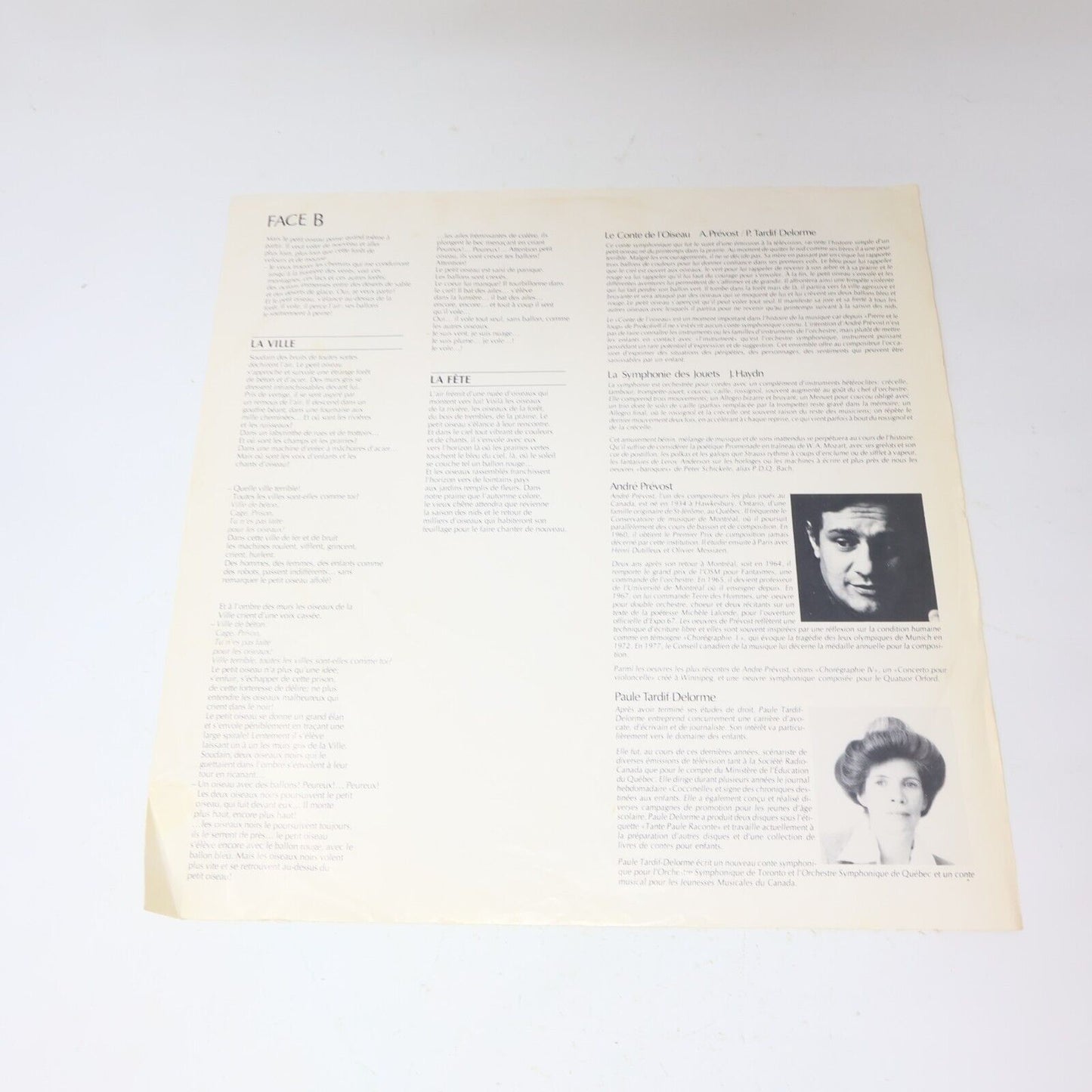 Le Conte De L'Oiseau André Prévost OSQ LP Disque Jean Besré Dorothy Berryman