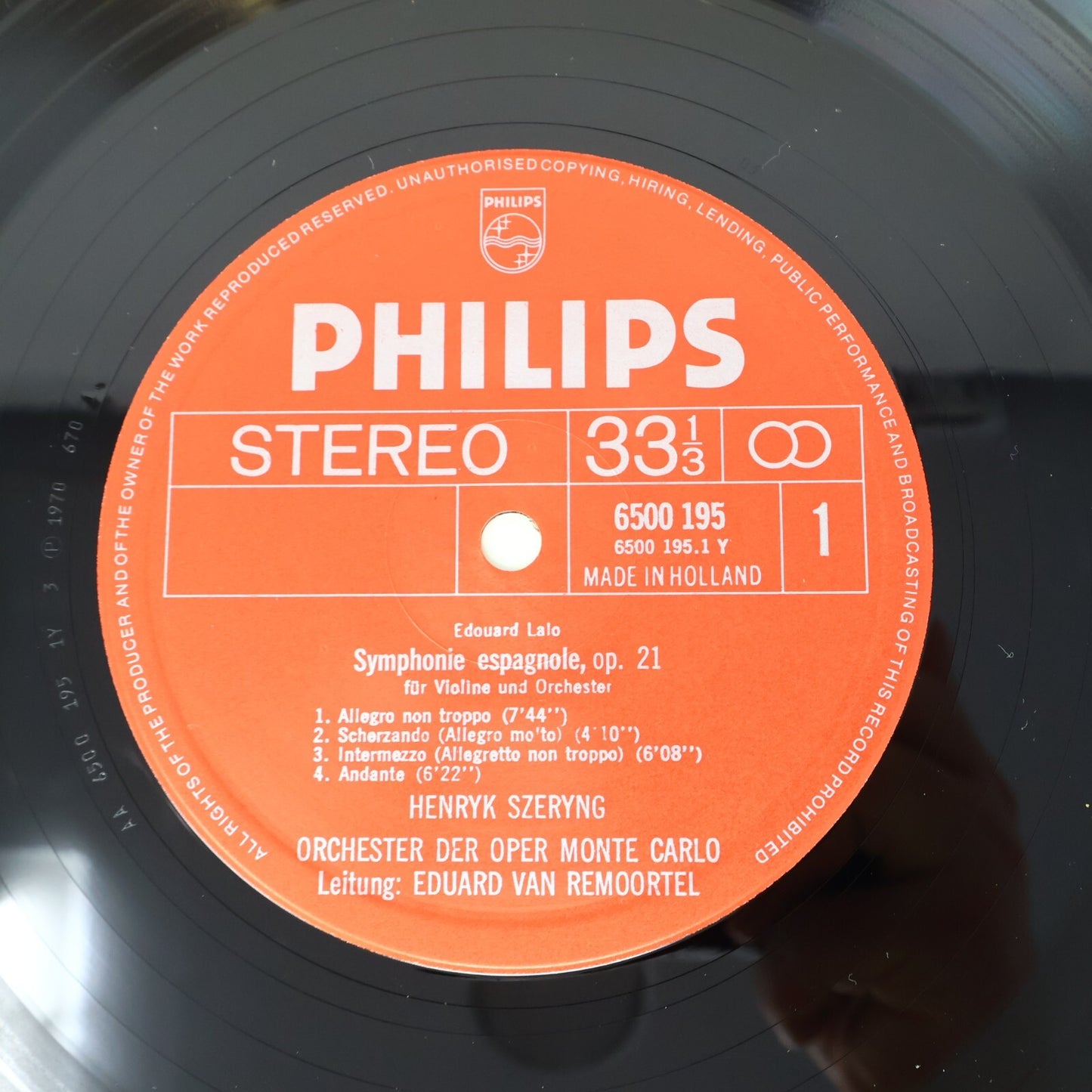 Lalo/Ravel Symphony Espagnole/Tzigane Henryk Szeryng LP Record Vinyl 6500 195