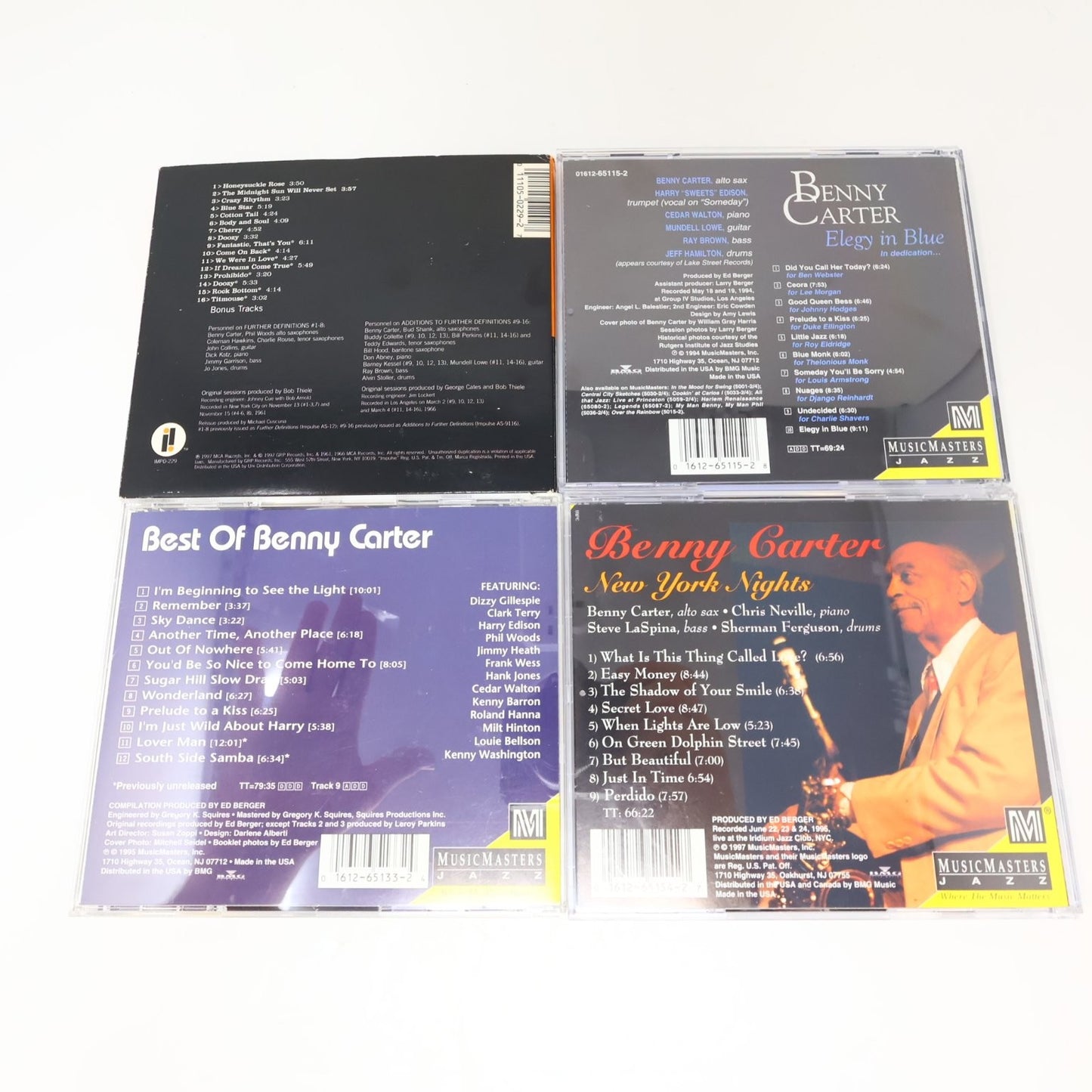 Benny Carter 6 CD Lot Further Definitions/Songbook 1-2/New York Nights Jazz