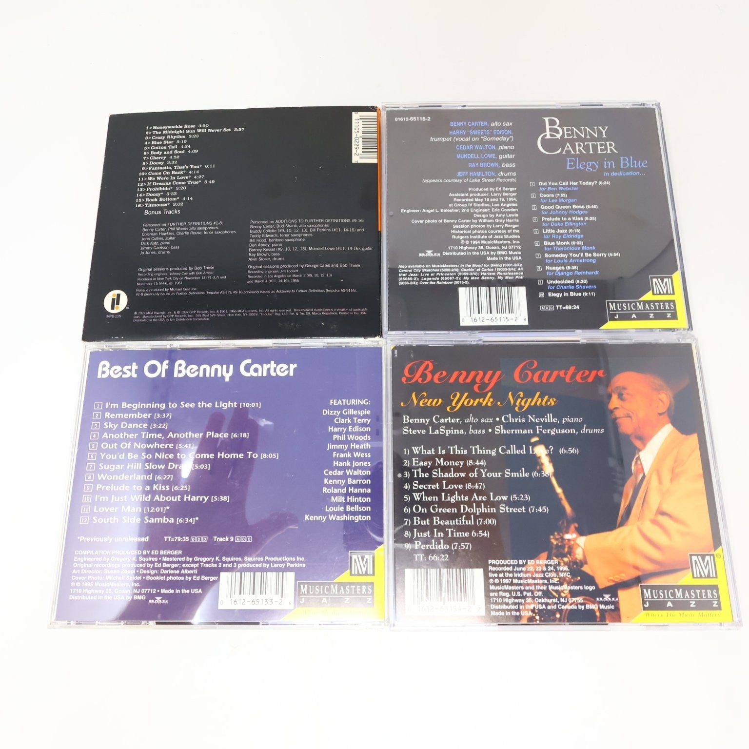 Benny Carter 6 CD Lot Further Definitions/Songbook 1-2/New York Nights Jazz