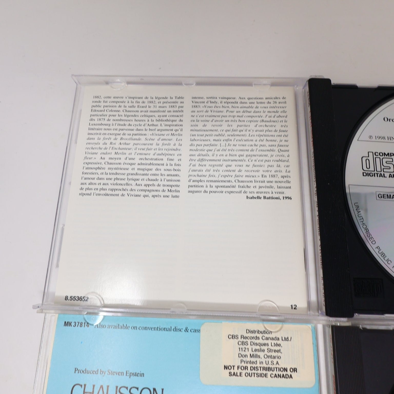 Chausson 2 CD Lot Symphony Op. 20/Poème/Viviane/Concert Violin Piano Classical