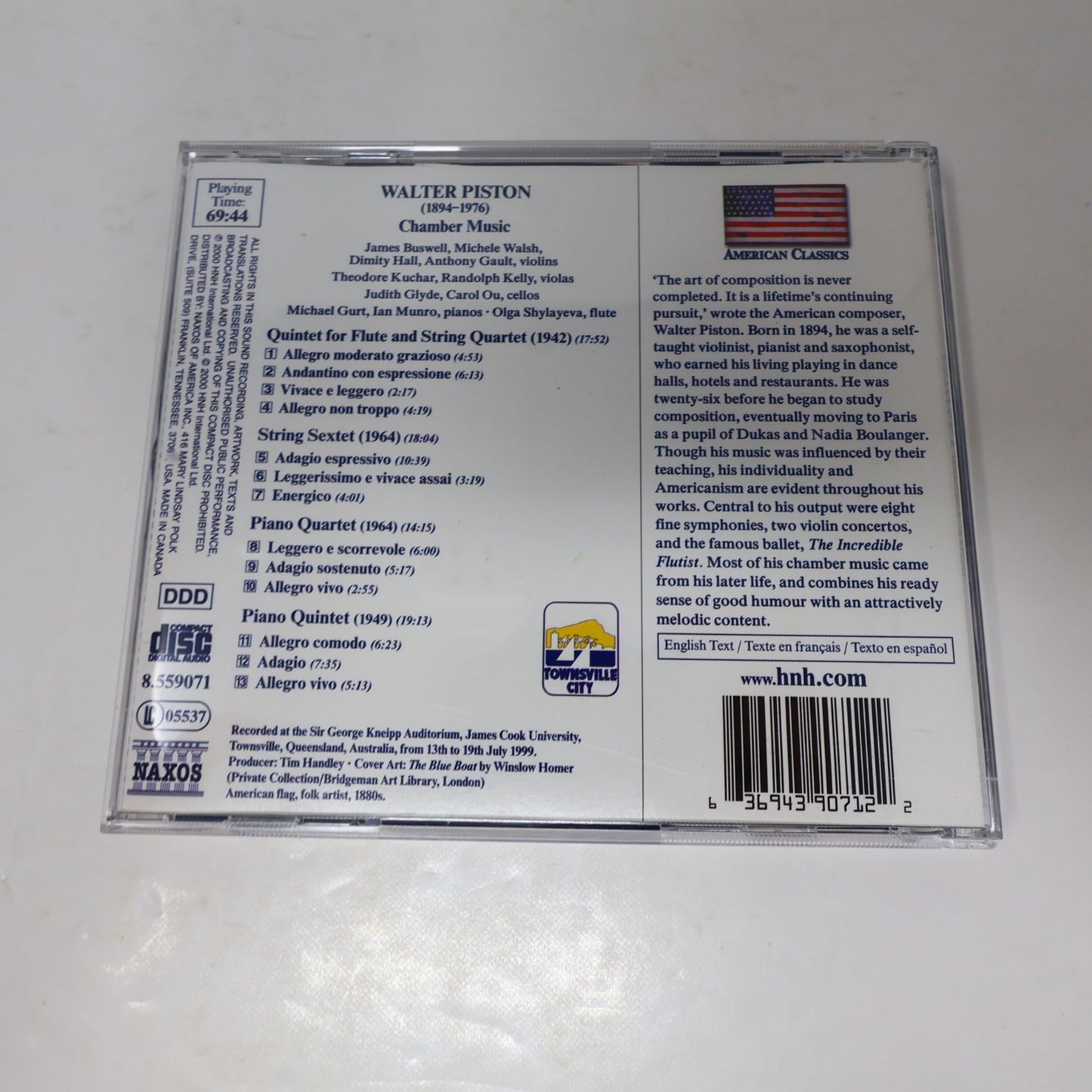 Walter Piston 3 CDs Lot Violin Concertos #1-2/Chamber Music/Symphonies 2 & 6