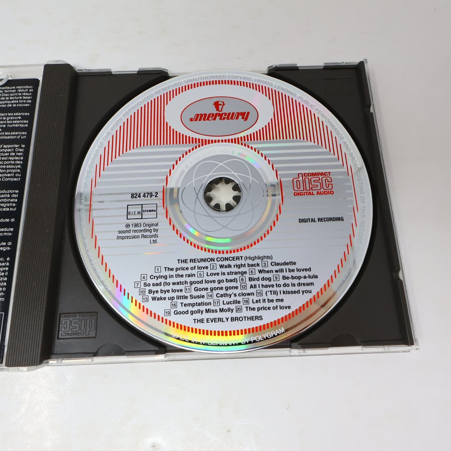 The Everly Brothers Highlights Reunion Concert CD 1983 Live Mercury bebopalula