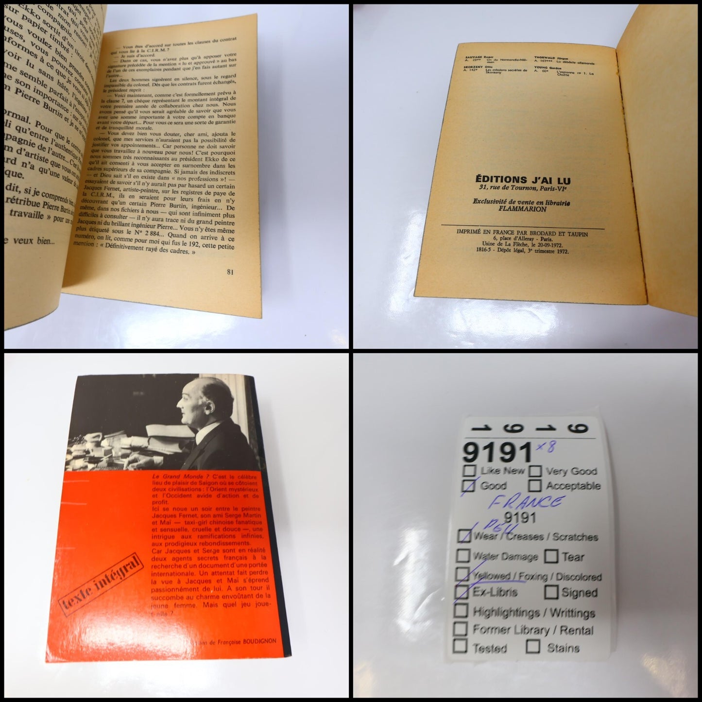 Guy des Cars Lot 8 Livres J'ai Lu Sang d'Afrique/Grand Monde/Corruptrice Romance