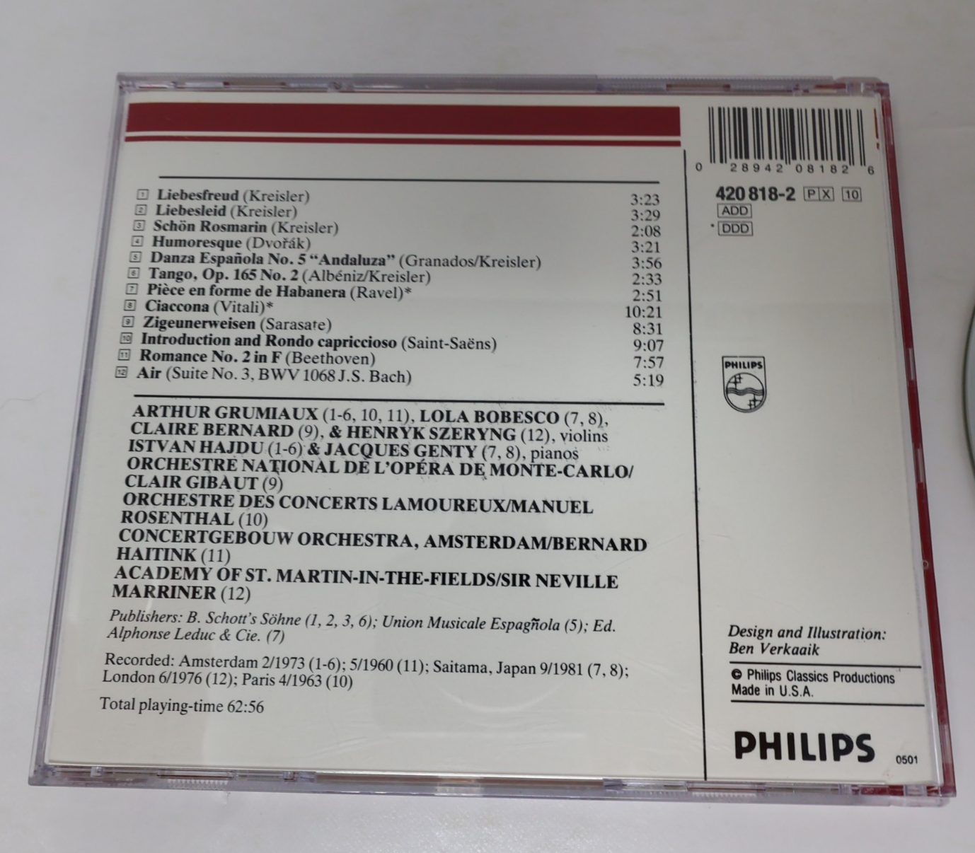 The Magic Of The Violin CD Arthur Grumiaux/Henryk Szeryng Classical Philips