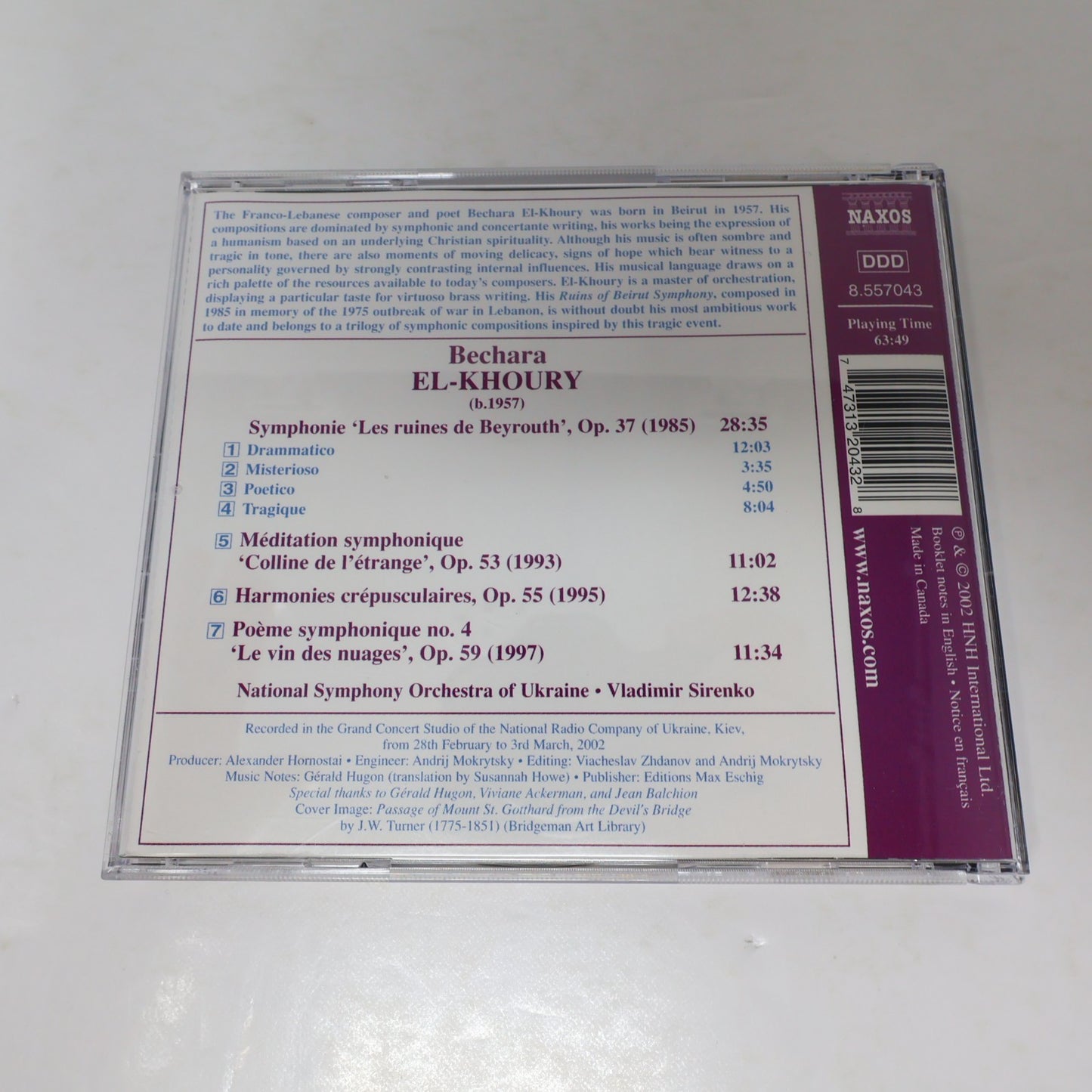 Bechara El-Khoury CD Orchestral Works Ruins Of Beirut/Hill Of Strangeness Naxos