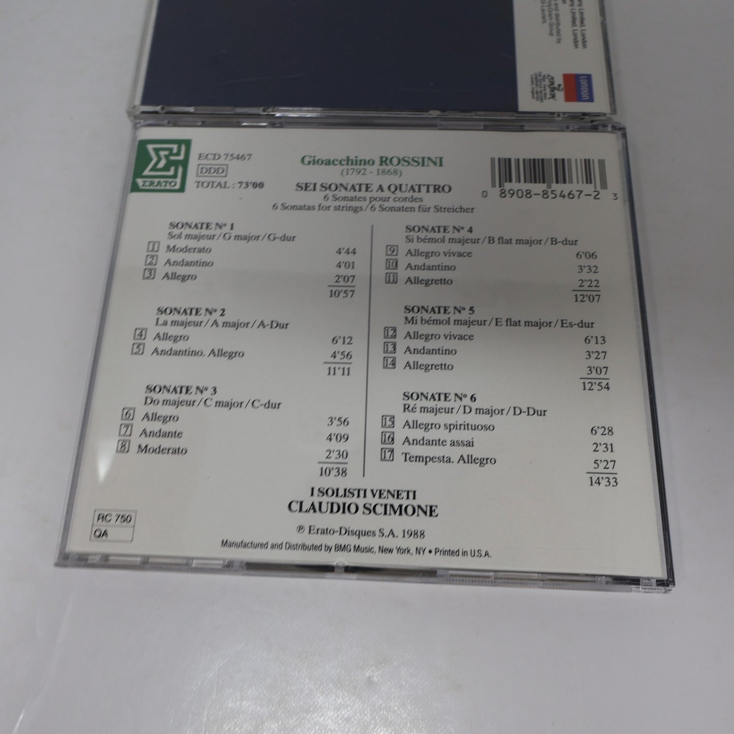 Rossini 2 CD Lot 8 Overtures/6 Sonate a Quattro Charles Dutoit/Claudio Scimone