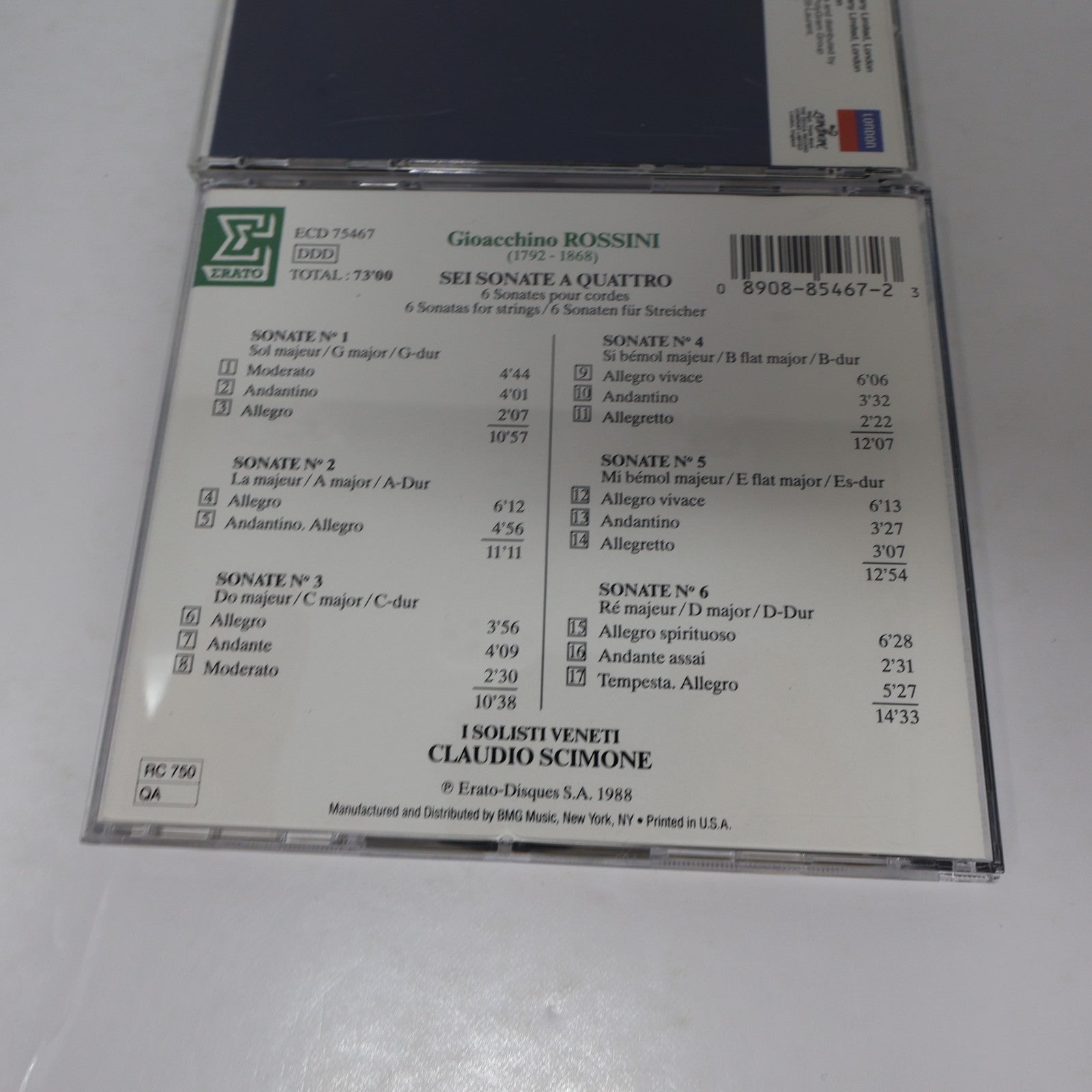 Rossini 2 CD Lot 8 Overtures/6 Sonate a Quattro Charles Dutoit/Claudio Scimone