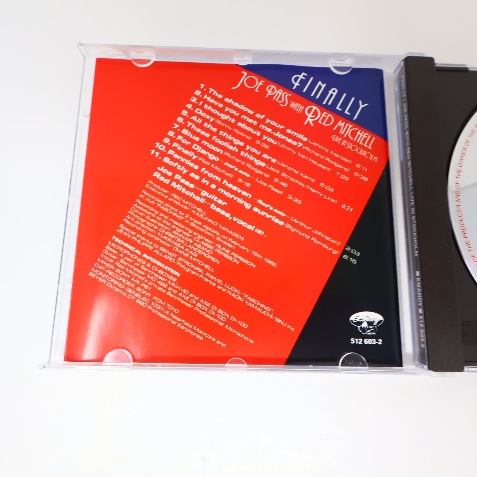 Finally Live in Stockholm CD Joe Pass/Red Mitchell EmArcy 1992 512 603-2 90s