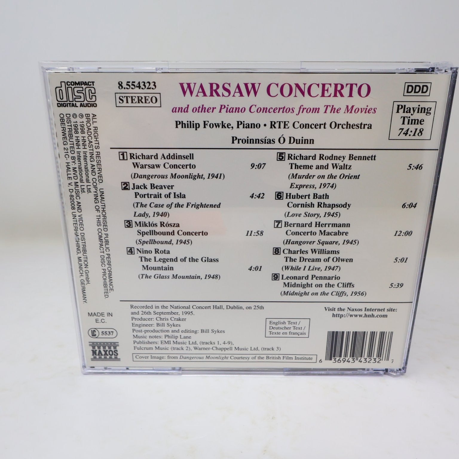 Warsaw Concerto Naxos 1998 Philip Fowke RTE Orchestra Piano Classical