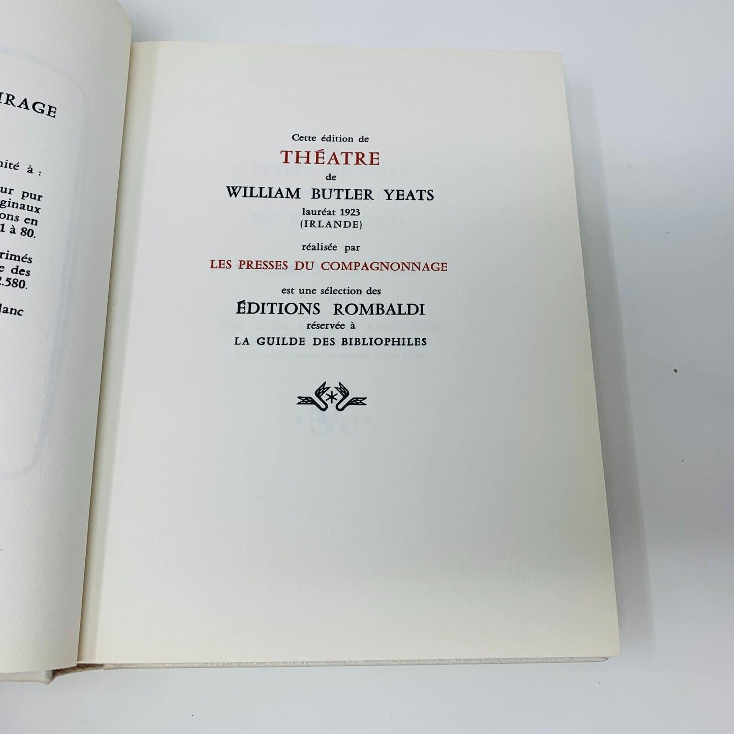 1962 Théâtre Rombaldi Prix Nobel Littérature William Butler Yeats Picasso Cover