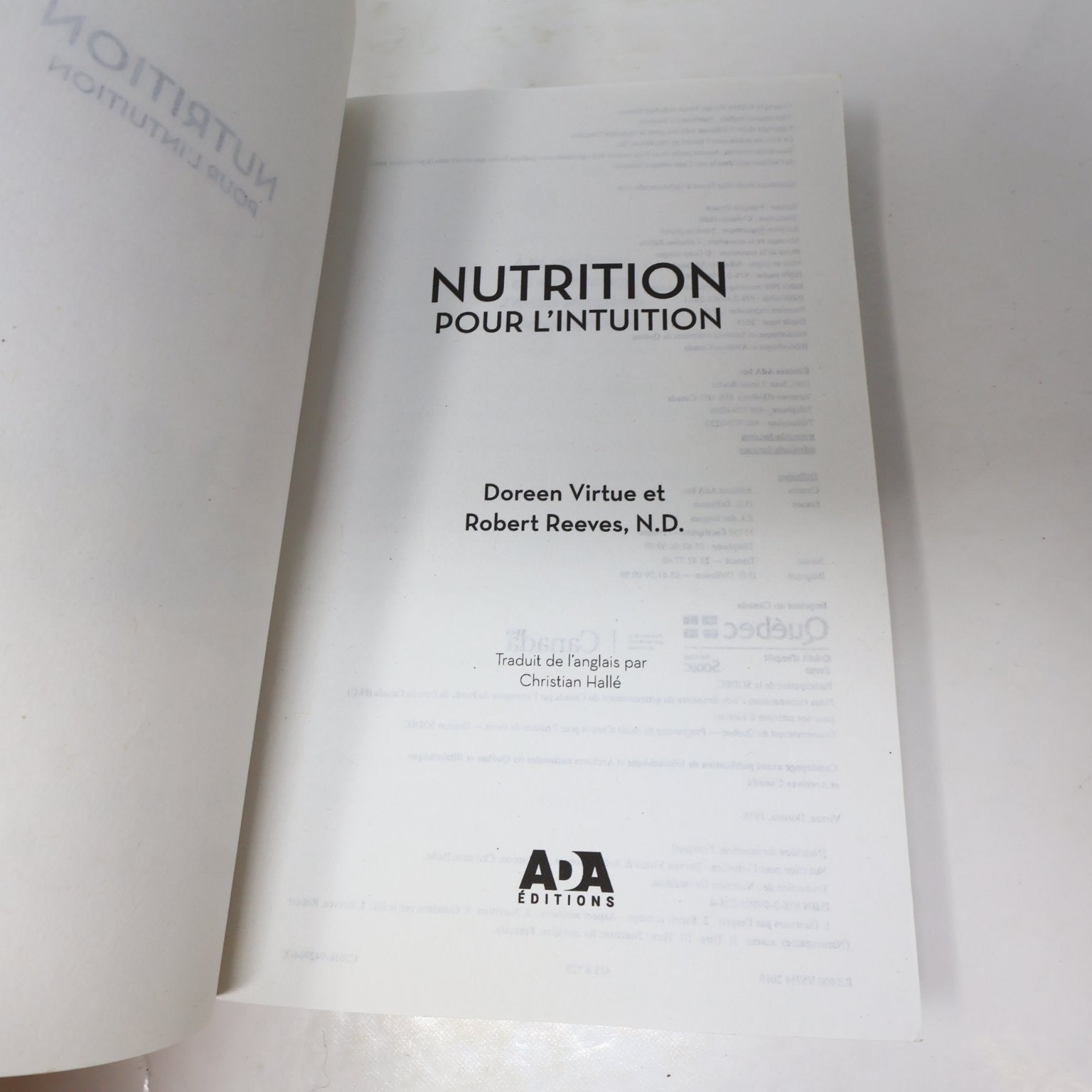 Nutrition pour l'Intuition Doreen Virtue Robert Reeves 2019 Français/French ADA