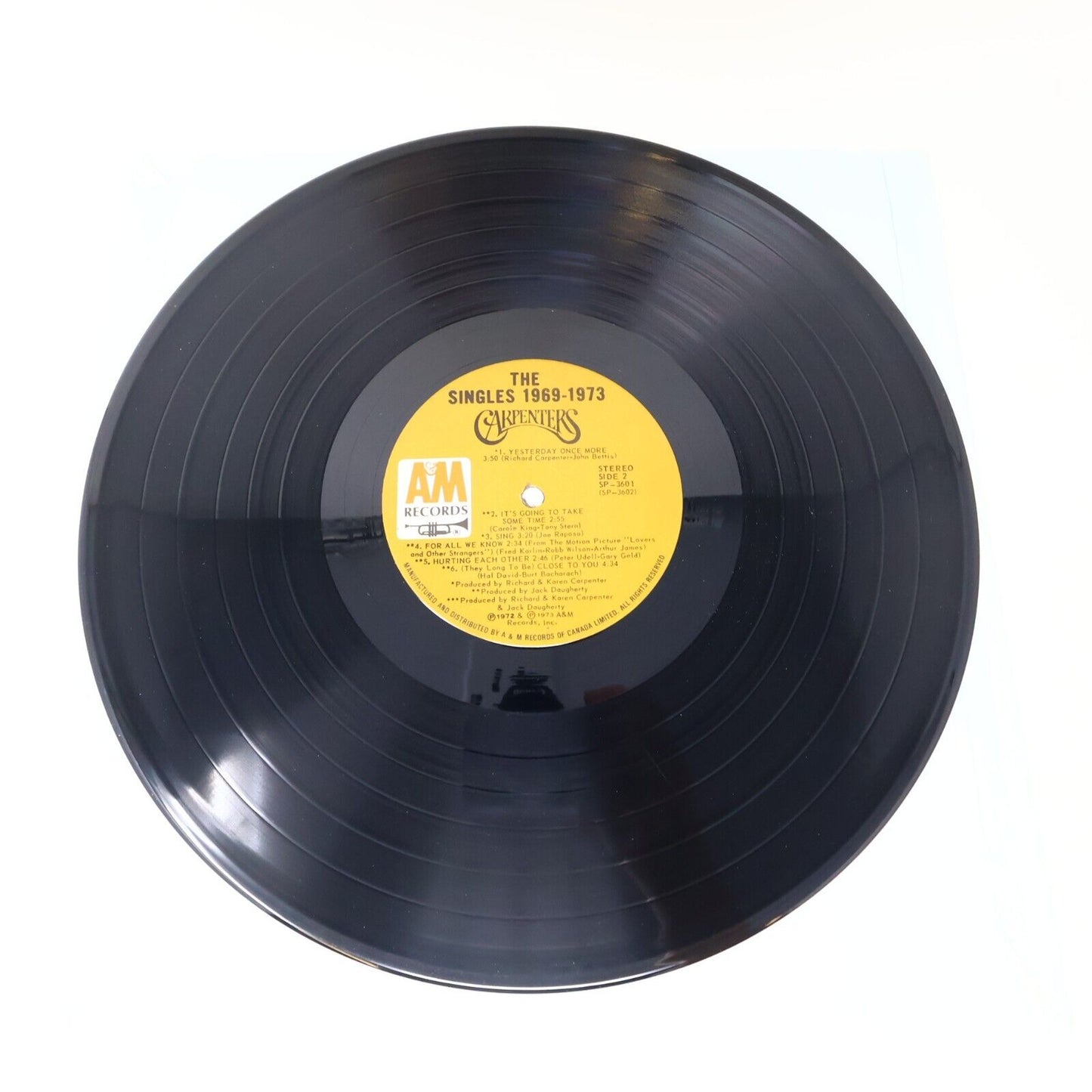 Carpenters The Singles 1969-1973 LP Vinyl Record SP 3601 A&M Top Of The World