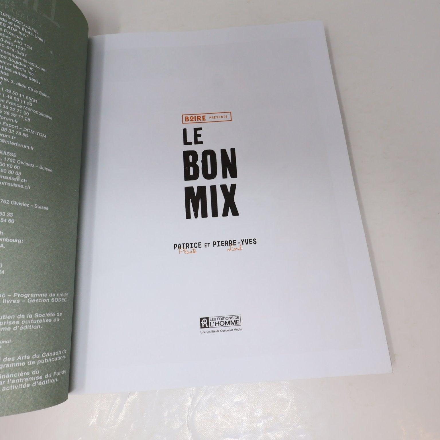 Le Bon Mix Patrice Plante Pierre-Yves Lord 2015 Recettes Cocktail Livre Québec