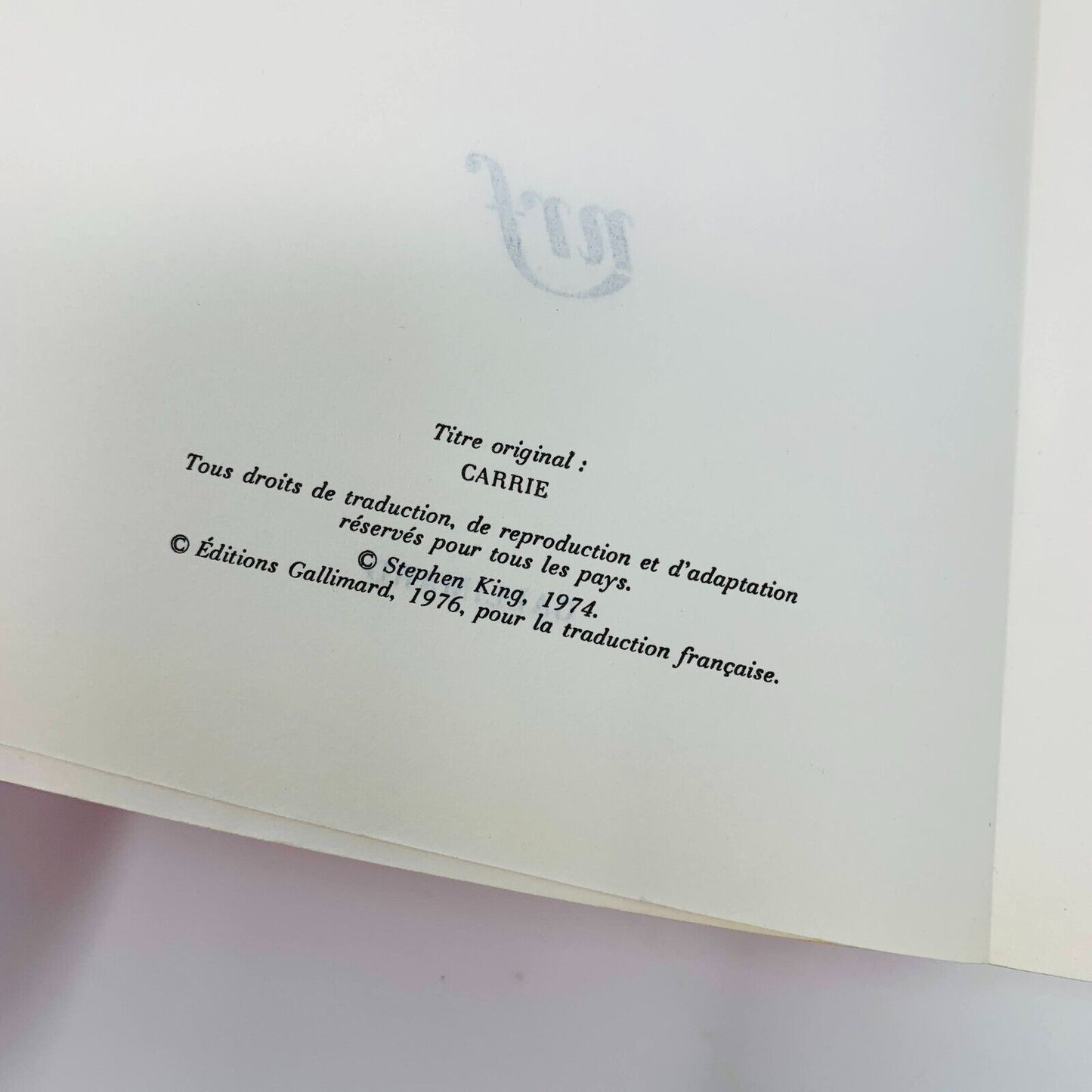 1976 Carrie Gallimard nrf Stephen King 1st Edition France Français French Livre