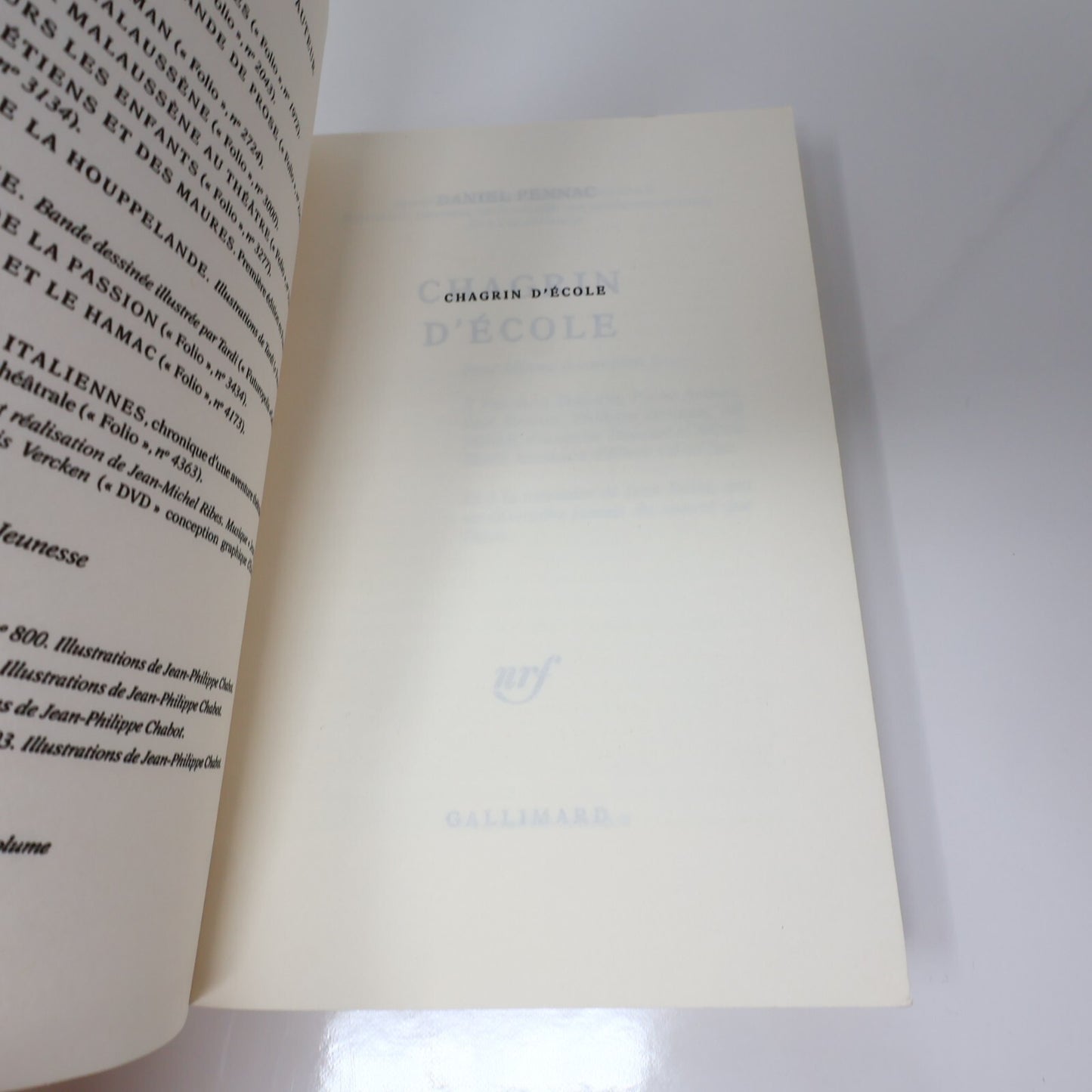 Daniel Pennac Lot 3 Livres Comme un Roman/Chagrin d'École/Au Bonheur des Ogres