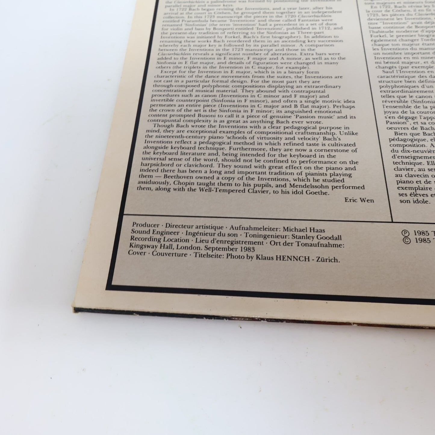 J.S. Bach András Schiff Two-Part/Three-Part Inventions Piano LP Record 411 974-1