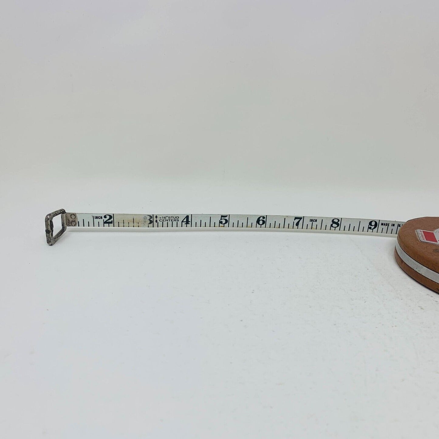 Evans 50 ft Feet White Measure Tape Made in USA Tools Manual Spin Rewind Vintage
