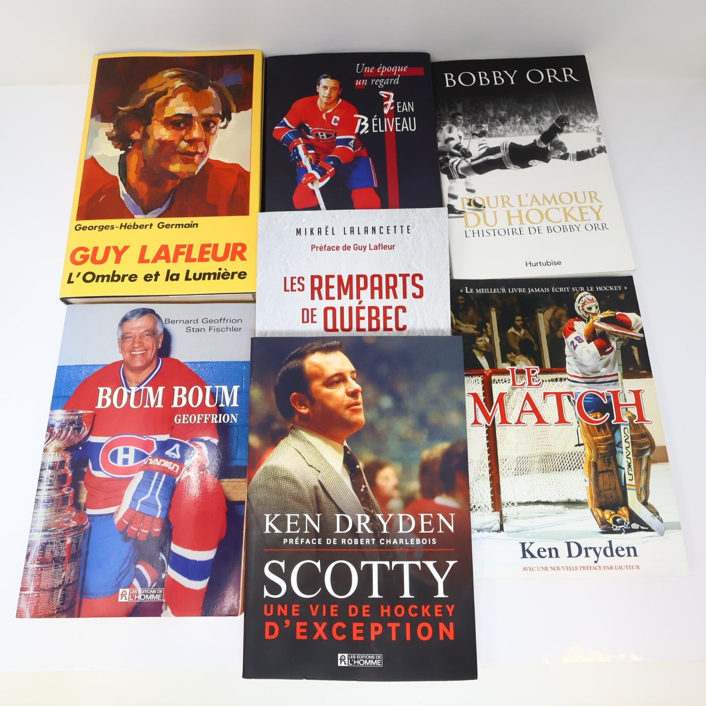 Hockey Biographies Lot 7 Livres Guy Lafleur/Jean Beliveau/Boum Boum Geoffrion