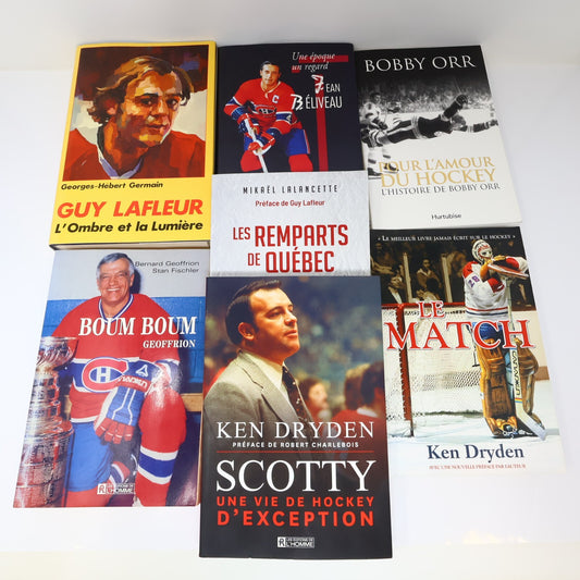 Hockey Biographies Lot 7 Livres Guy Lafleur/Jean Beliveau/Boum Boum Geoffrion