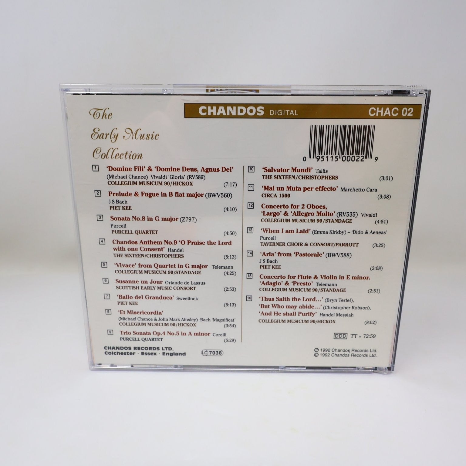 Chaconne Sampler The Early Music Collection CD 1992 Classical Chandos CHAC 02