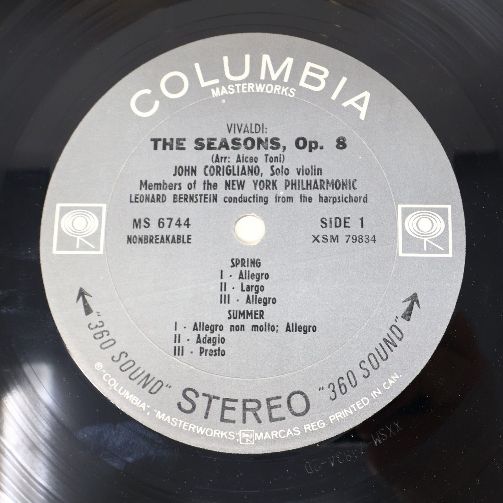 Vivaldi Leonard Bernstein The Four Seasons Op. 8 John Corigliano Record MS 6744