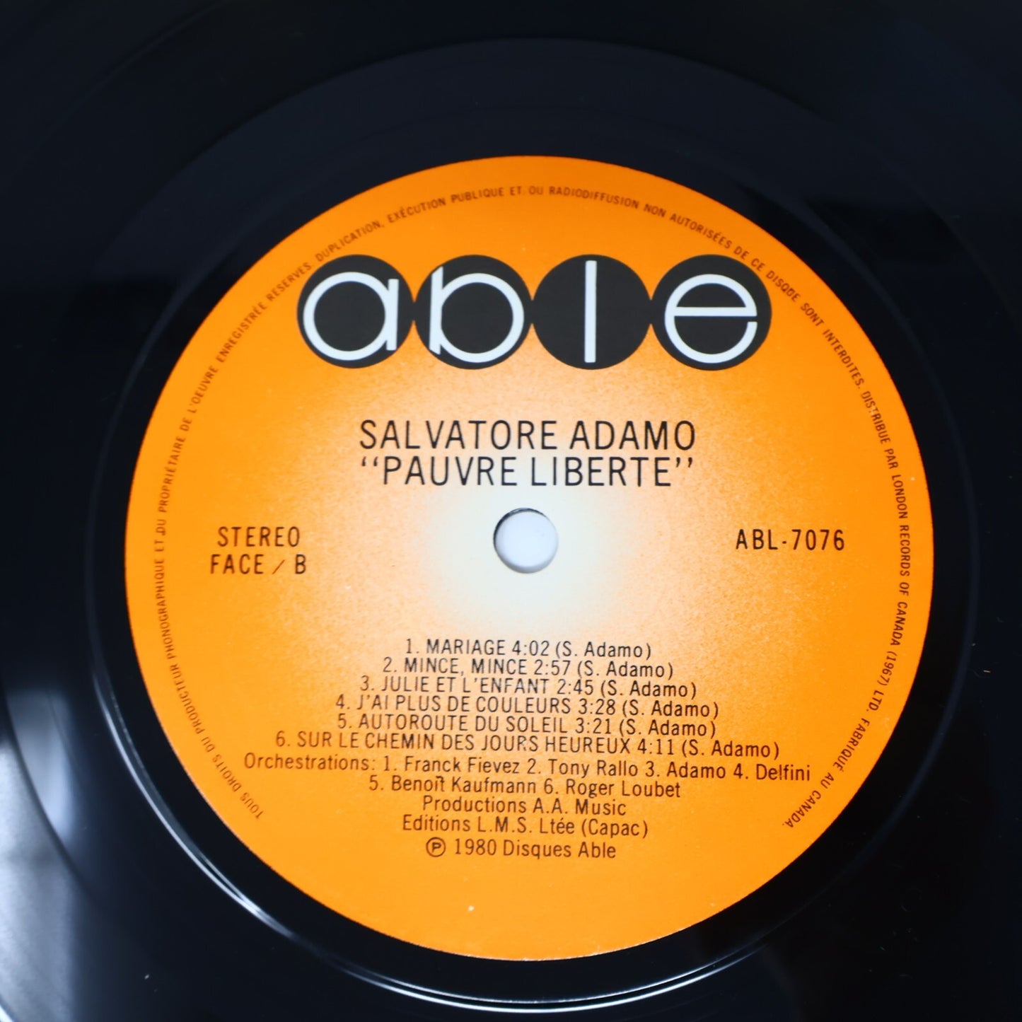 Adamo Lot 8 Disques Pauvre Liberté/Olympia 71/Jusqu'à L'Amour Record Vinyl LP