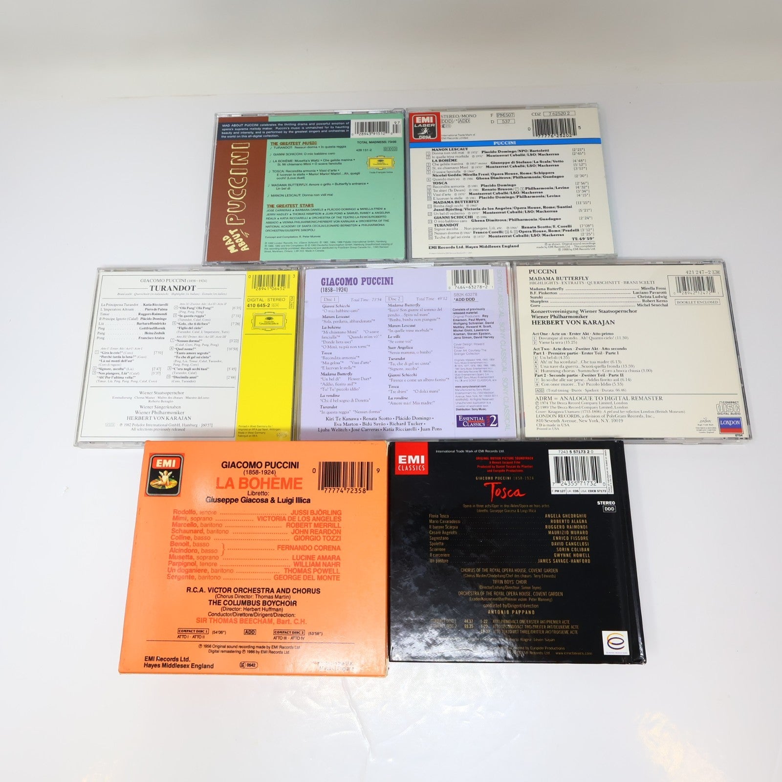 Giacomo Puccini 7 CDs Lot La Bohème/Tosca/Madama Butterfly Opera Classical