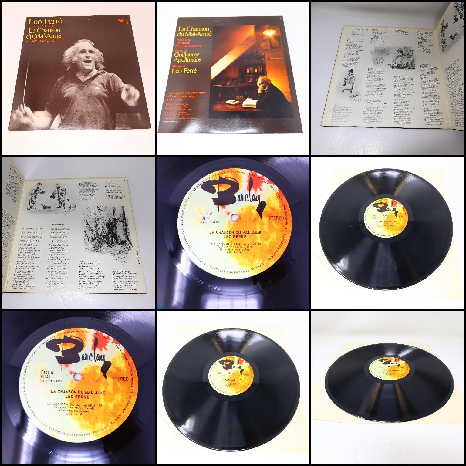 Léo Ferré Lot 10 Disques LP Record Amour Anarchie #1-2/Ludwig/Je Te Donne/Frime