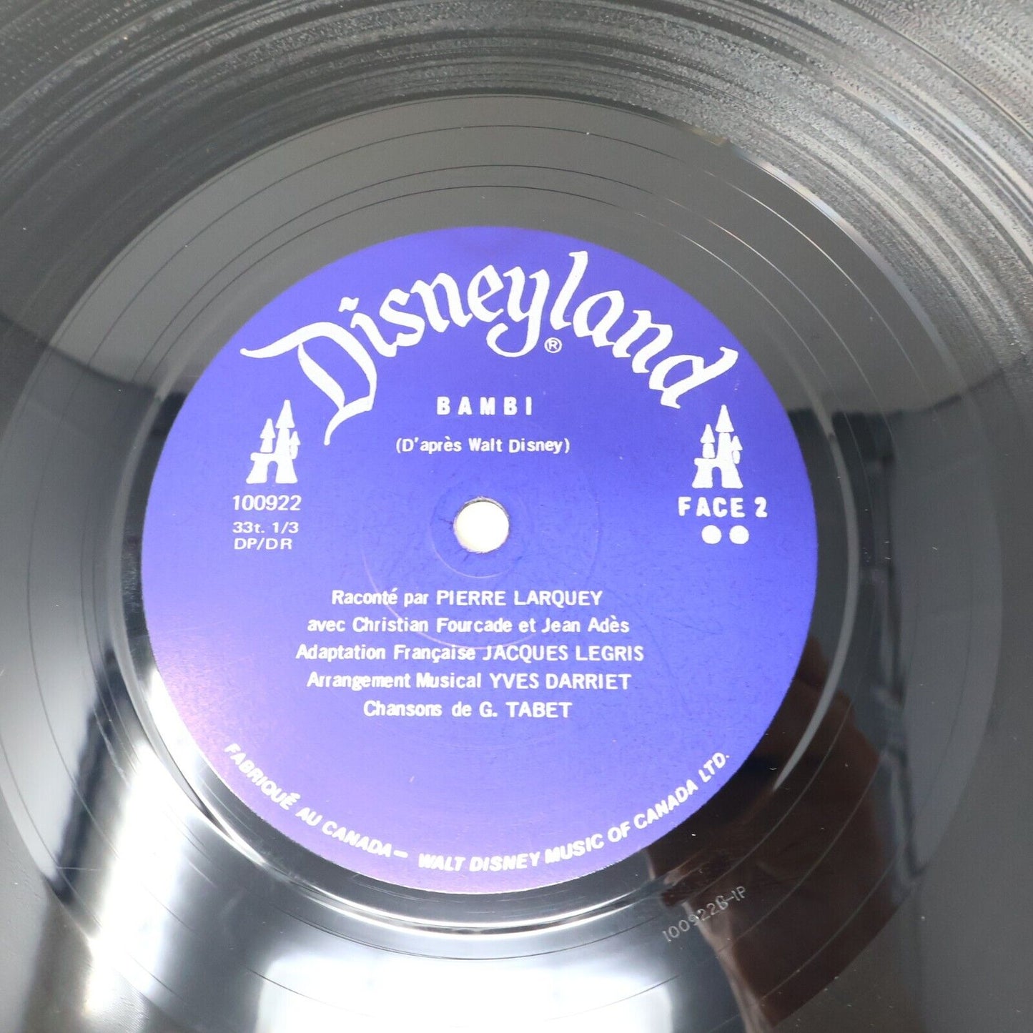 Walt Disney Bambi Raconté par Pierre Larquey LP Disque DF-1009 Français French