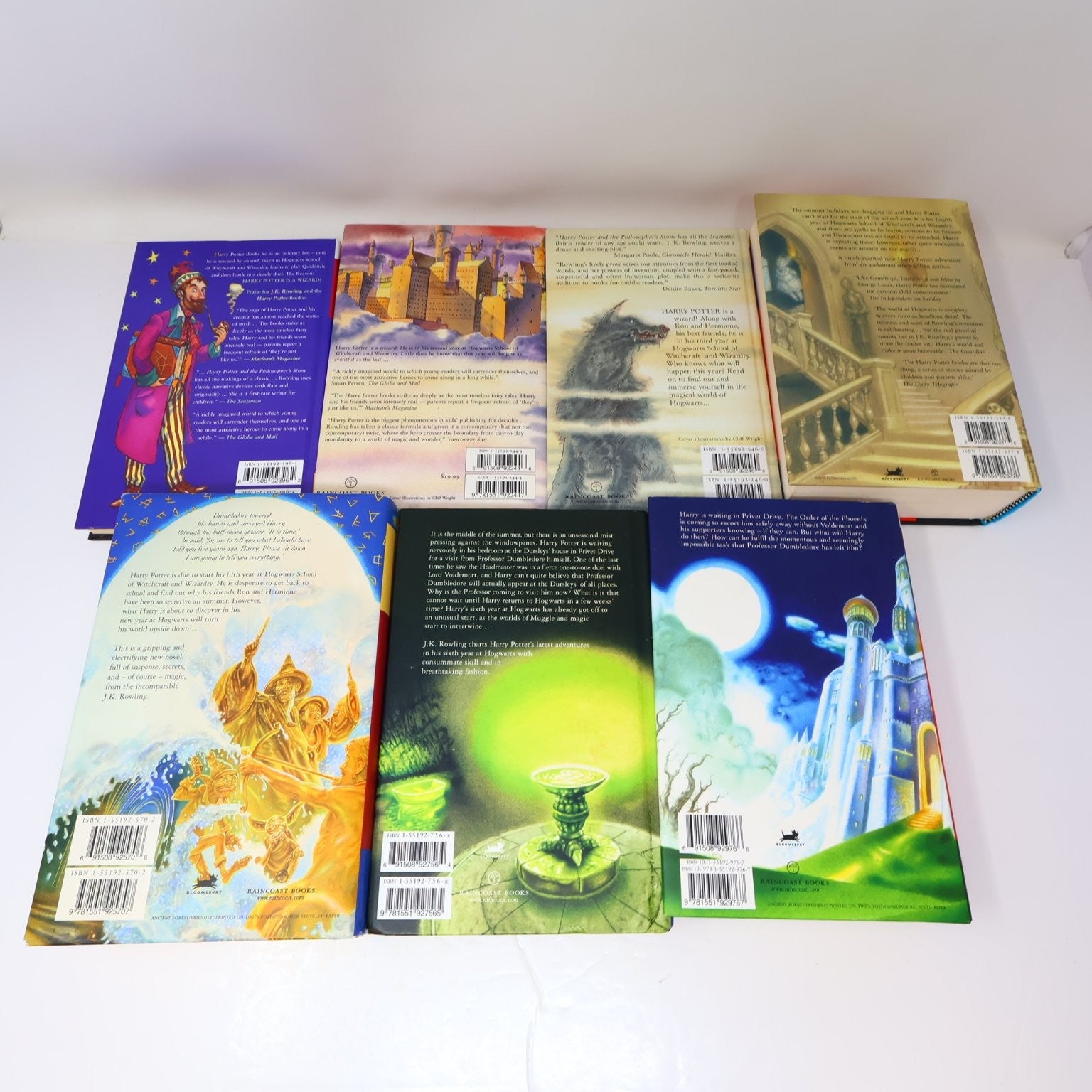 Harry Potter 1-7 Complete Set Books Lot Raincoast/Bloomsbury Rowling Hardcover