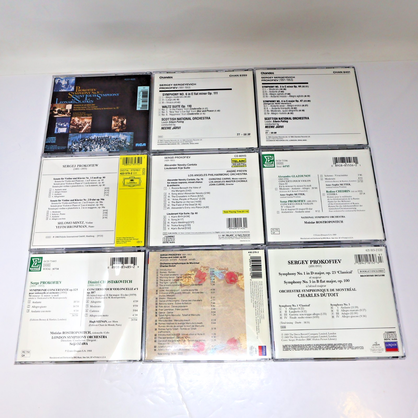 Sergei Prokofiev 9 CDs Lot Symphonies 1 & 5/Romeo & Juliet Excerpts Classical