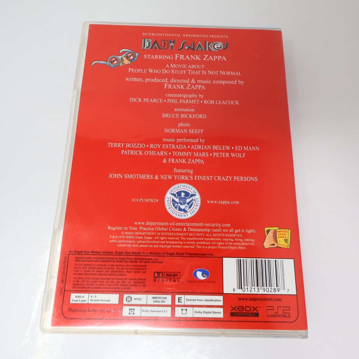 Baby Snakes DVD Frank Zappa NTSC 2003 Tested With Inserts - Missing Glasses 4:3