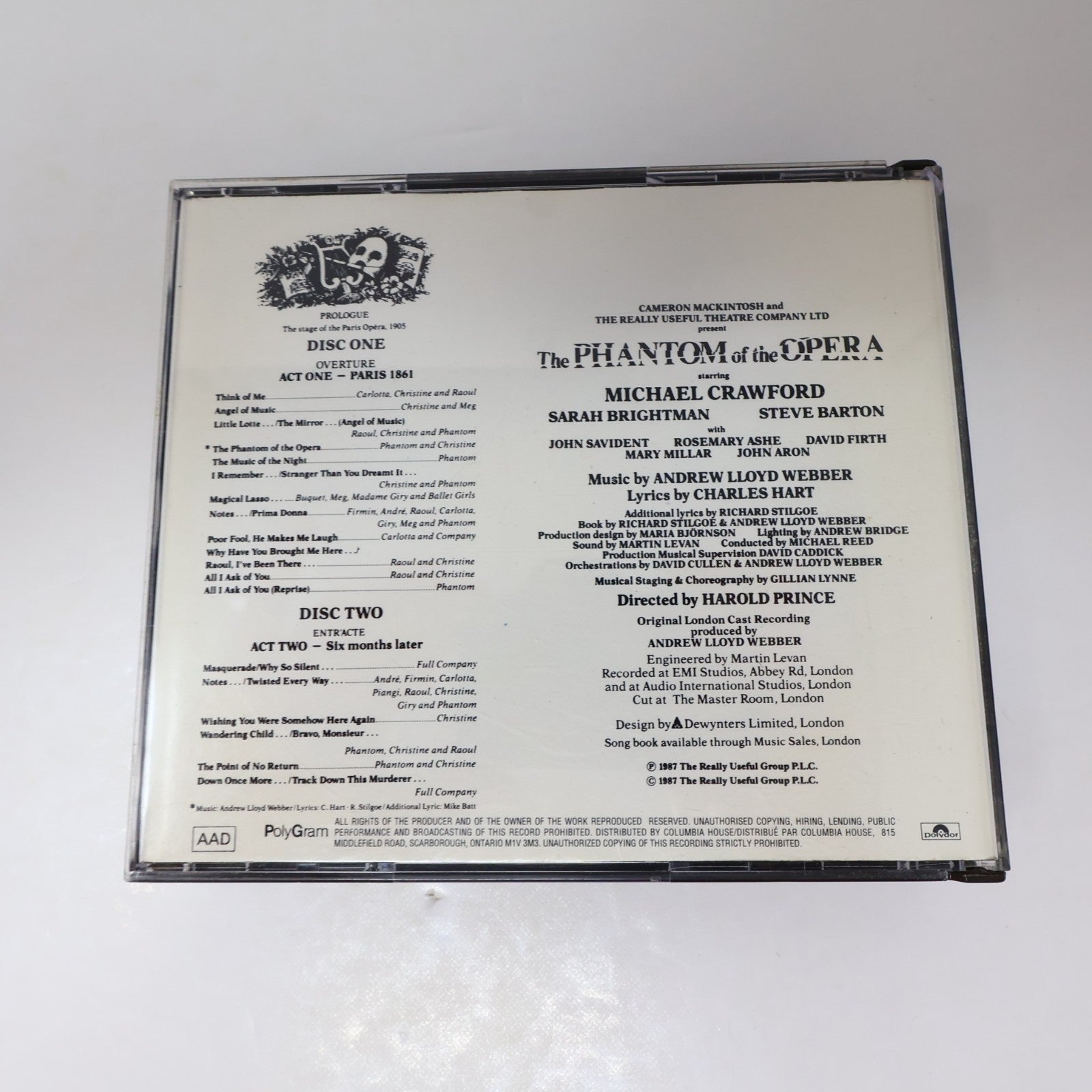 The Phantom of the Opera CD Andrew Lloyd Webber/Sarah Brightman/Michael Crawford