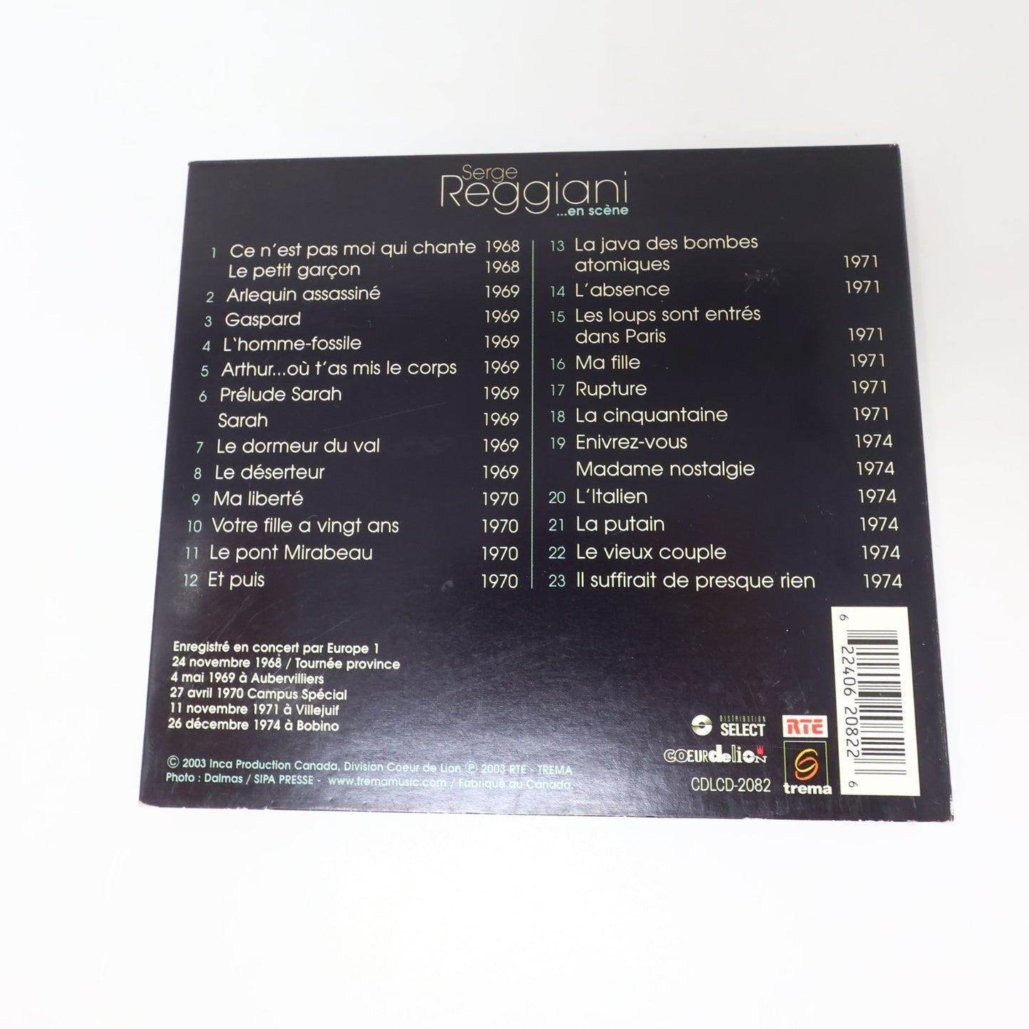 Serge Reggiani Lot 2 CD 70 Balais/.. en Scène Arlequin Assassiné/Le Déserteur