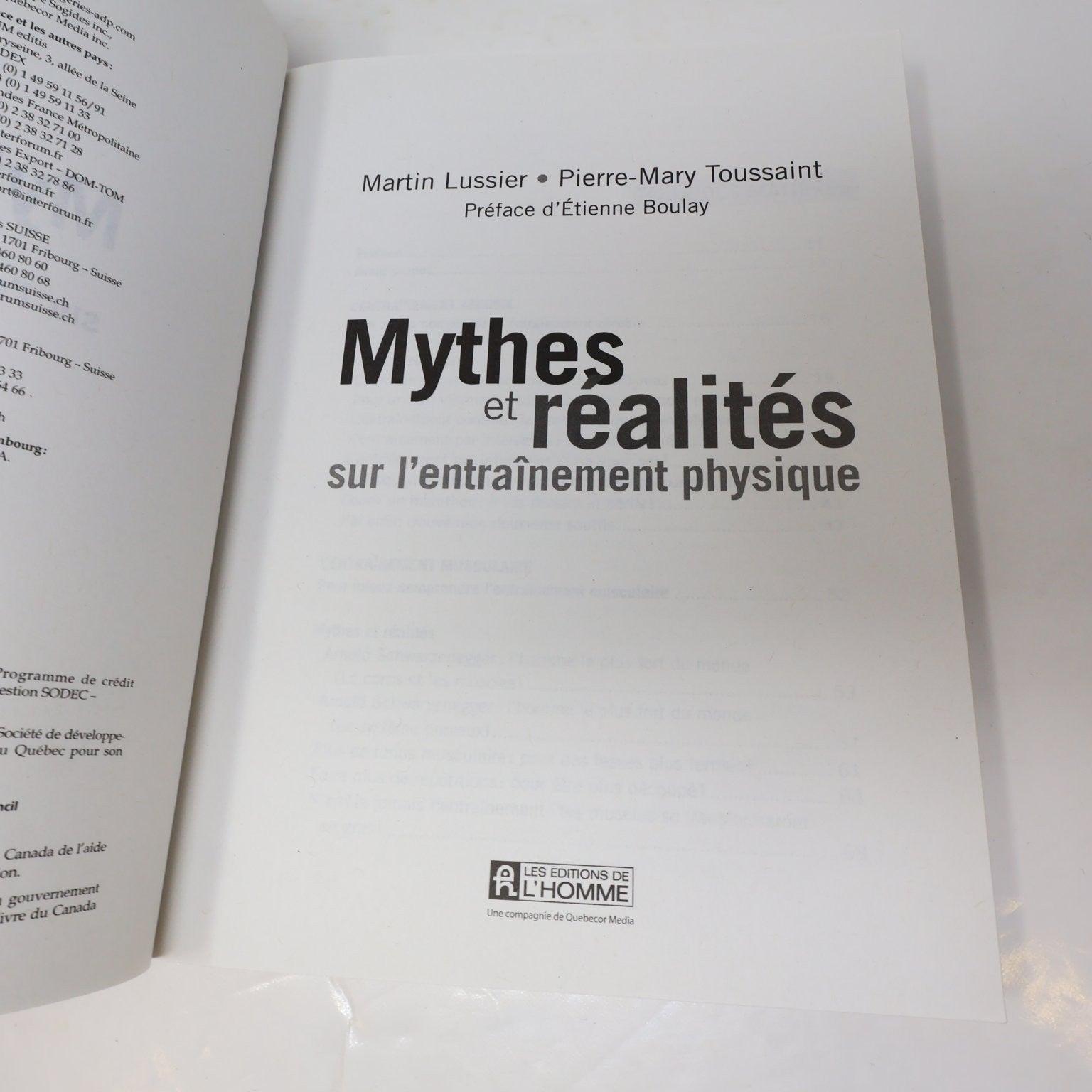Mythes et réalités sur l'entraînement physique Livre Martin Lussier/Toussaint