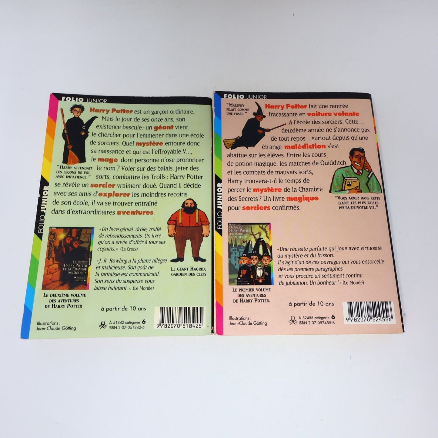 Lot 2 livres illustrés Harry Potter #1-2 Folio Junior 1st Ed Français/French