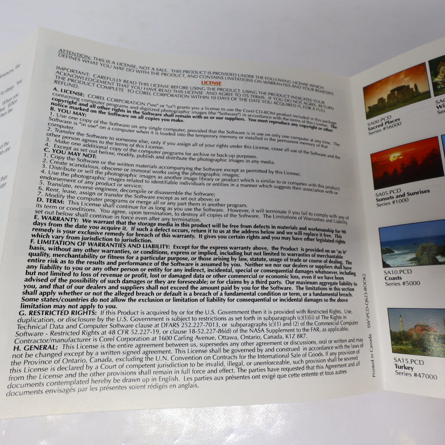 Corel Professional Photo CD-Rom Sampler 1 Limited Ed. For Older Win/Mac OS 1994