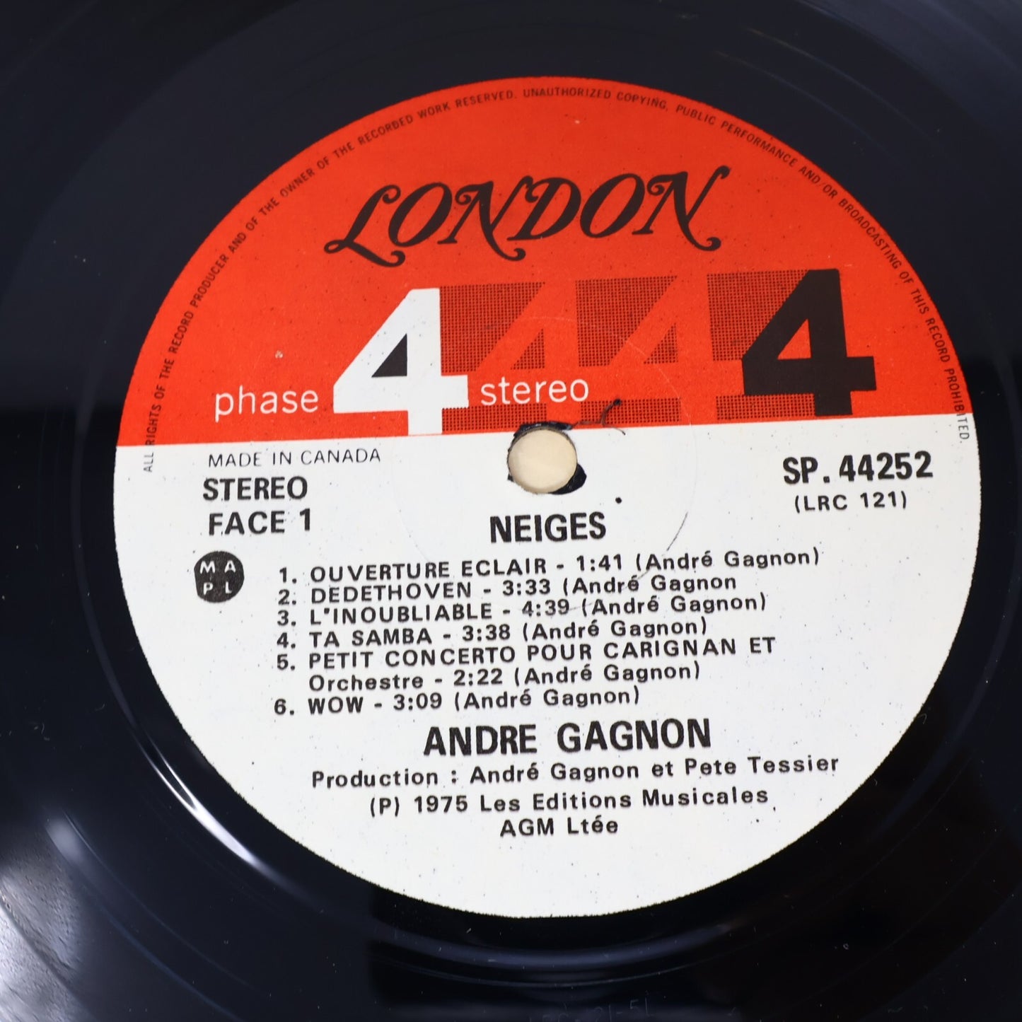 André Gagnon Lot 6 Disques Neiges/Projection/Saint-Laurent/Encore/Saga Record LP
