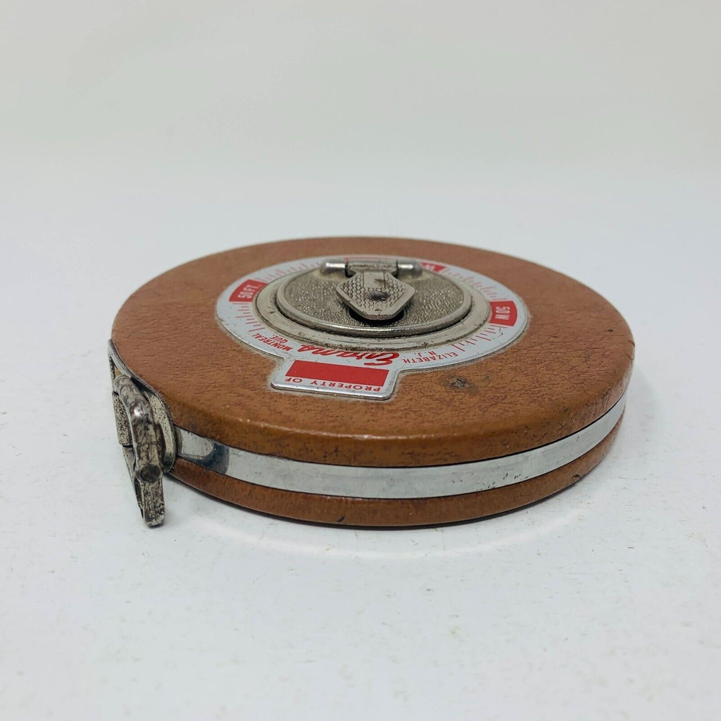 Evans 50 ft Feet White Measure Tape Made in USA Tools Manual Spin Rewind Vintage