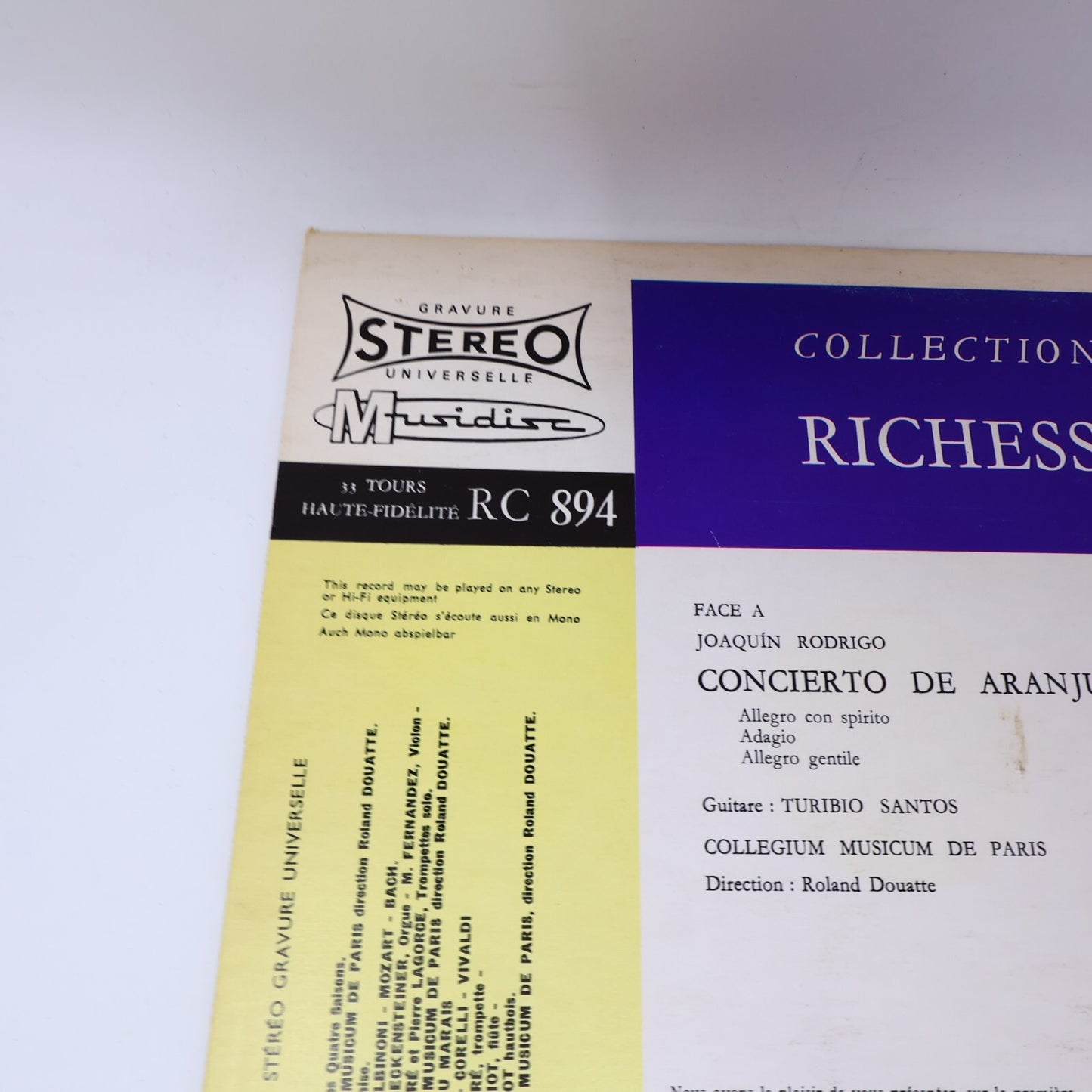 Concierto De Aranjuez Rodrigo Turibio Santos Douatte Disque Record Vinyl RC 894